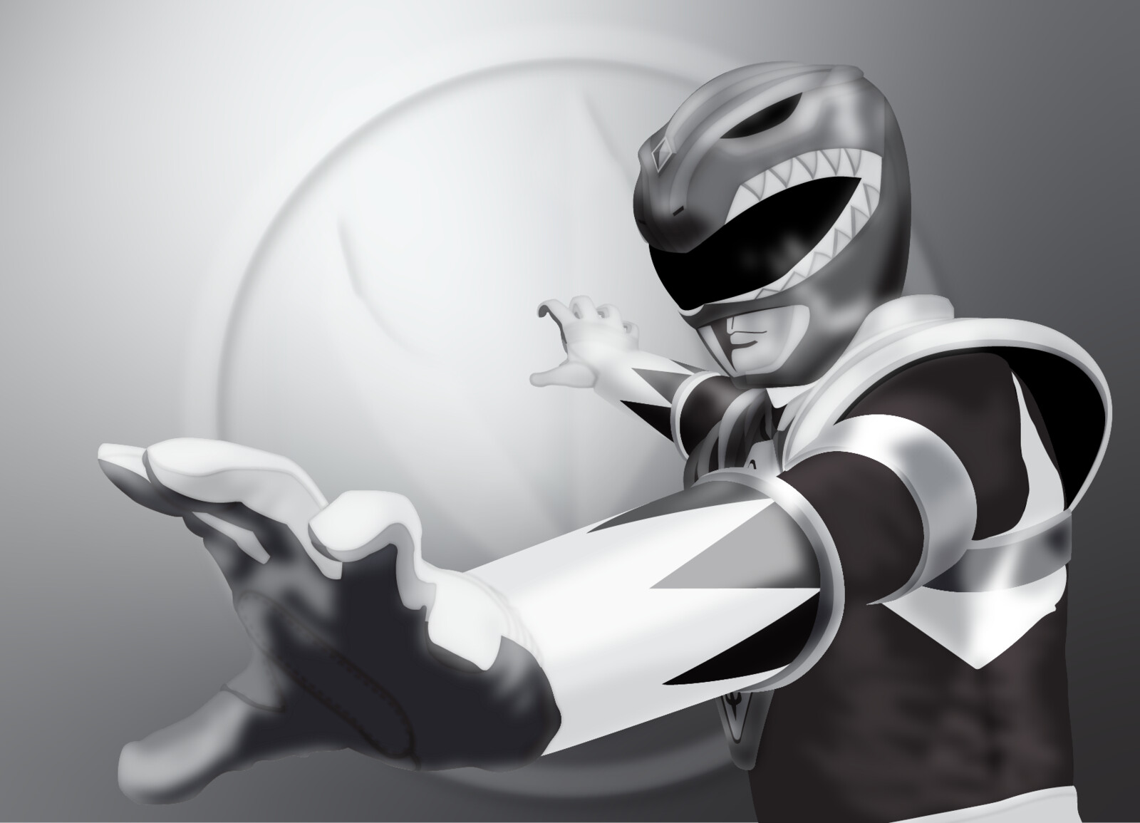 2024 - Anything I want... - Digital Illustration Studio: Project 5 - Hand traced into vectors using a still from Kyoryu Sentai Zyuranger, extra detail was added to the helmet and gloves based on other reference images. 