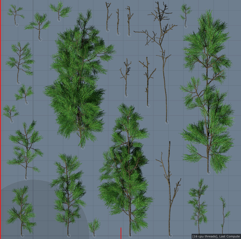 Branch atlas, needles are generated in Speedtree