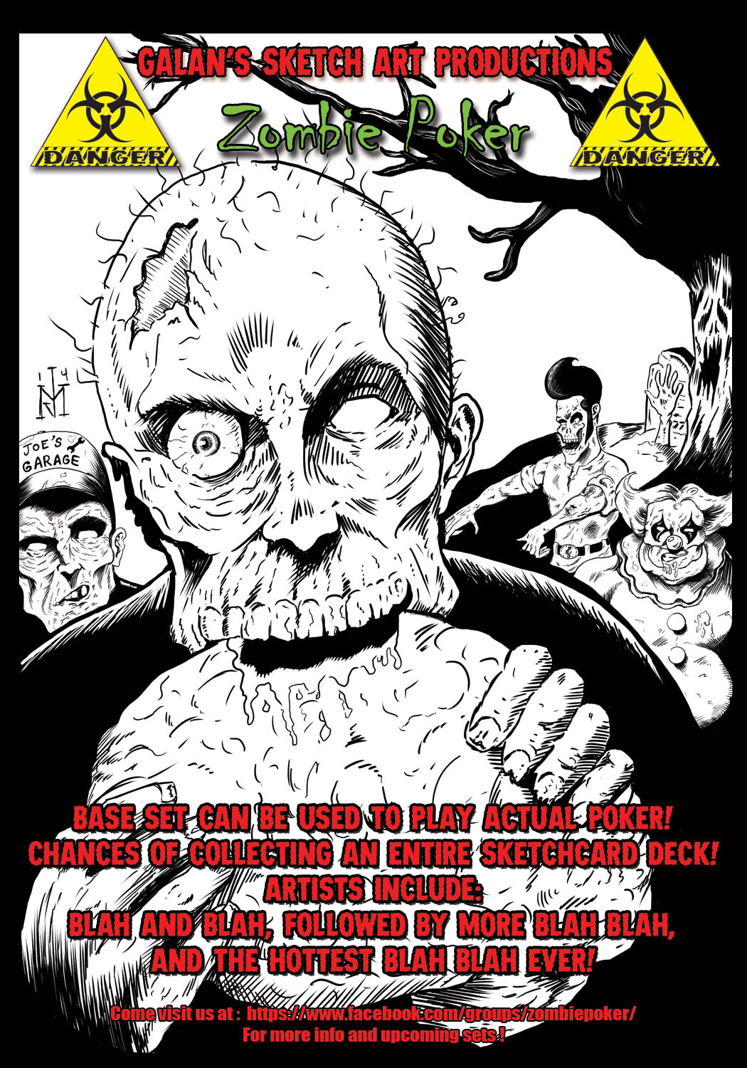 Advertising / packaging art for a Zombie Poker trading card set. All art and design Joseph Miller. 