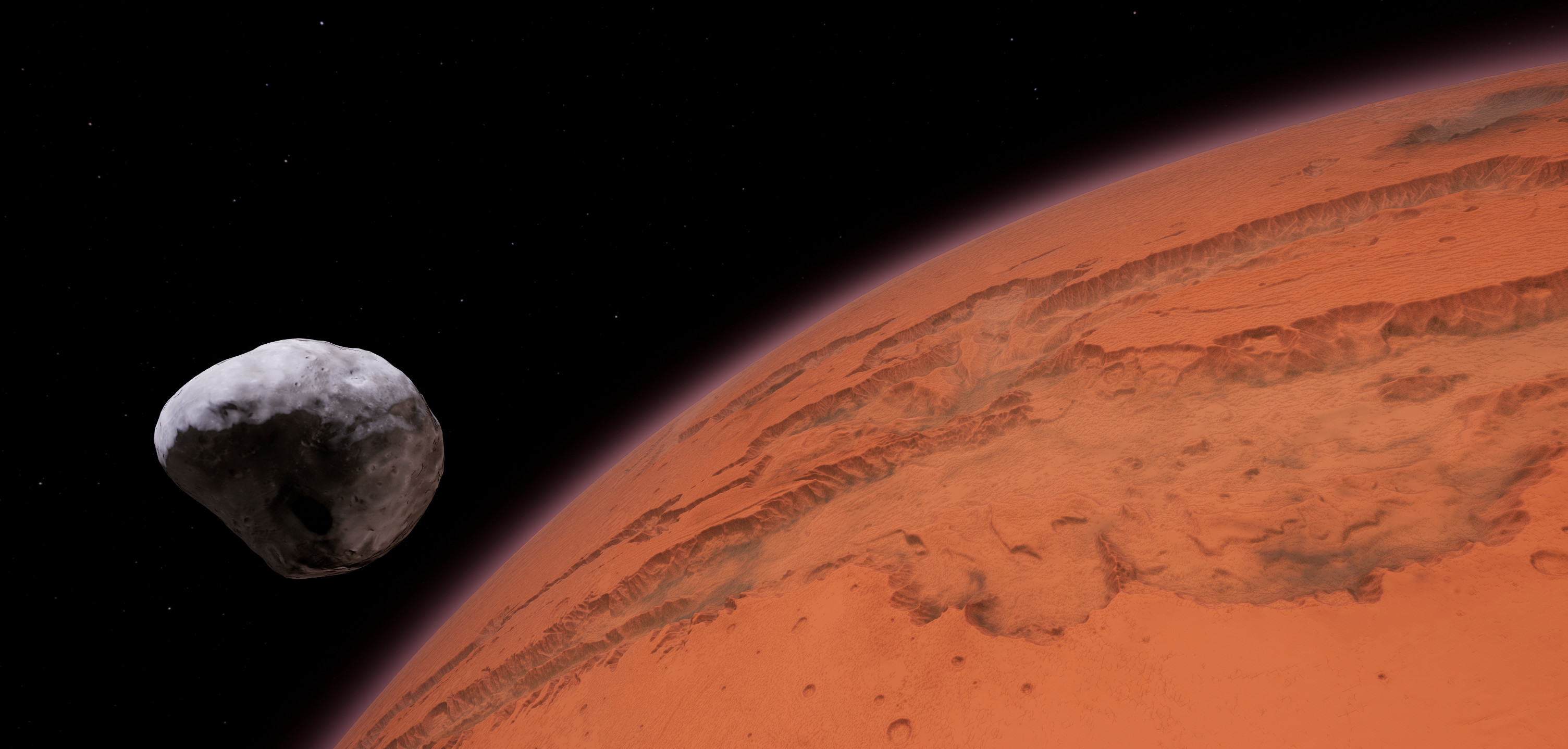 Mars and Phobos
(distances not to scale, but it sure looks cool!)