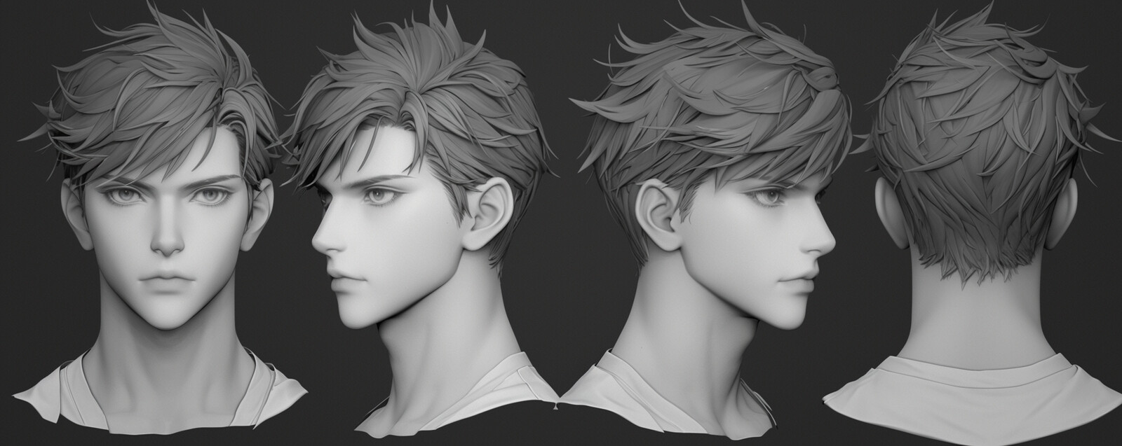 3D Head Sculpt References in 4K - Tika Art - +300 Anime Male Head ...