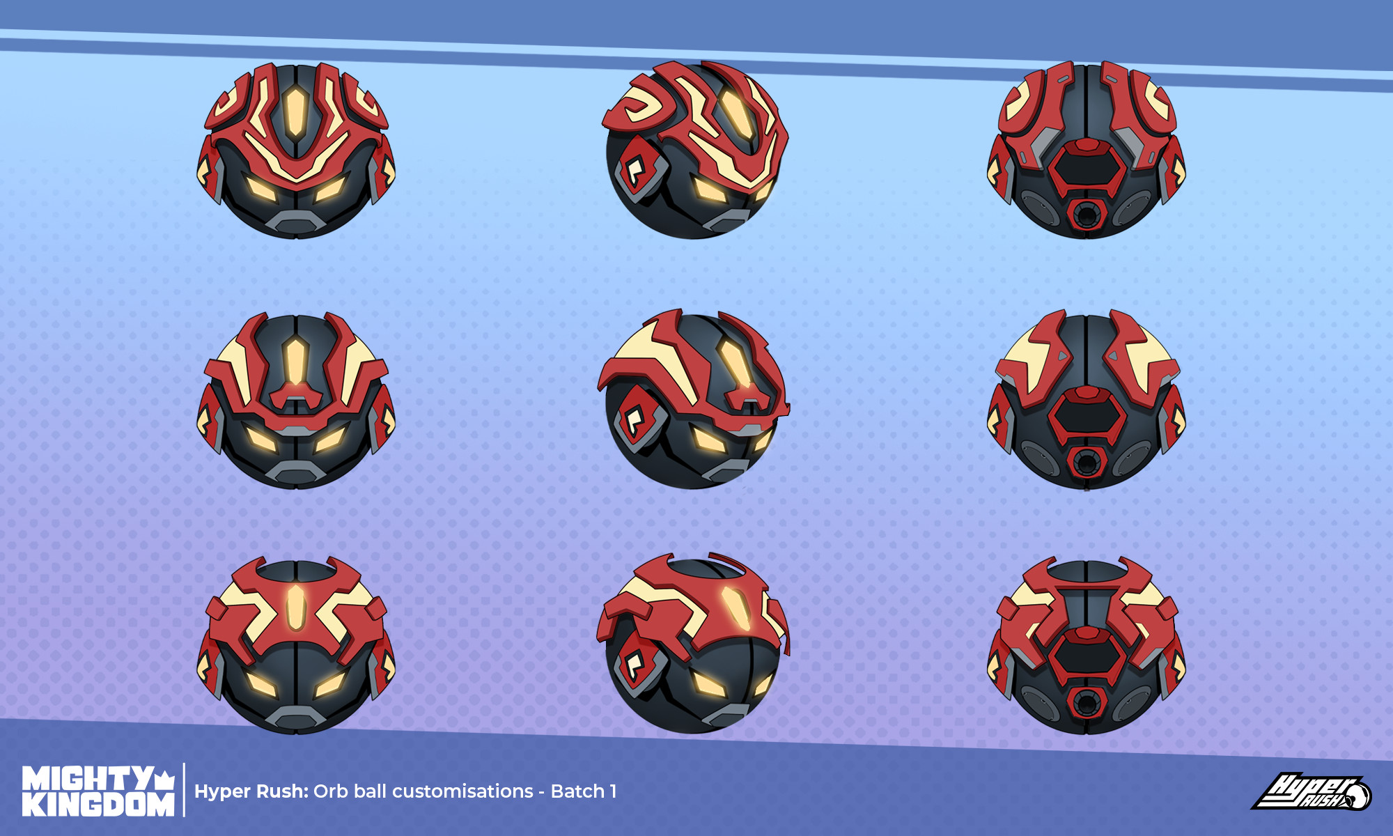 Some iterations for what the 'carapaces' of these orb bots could look like.