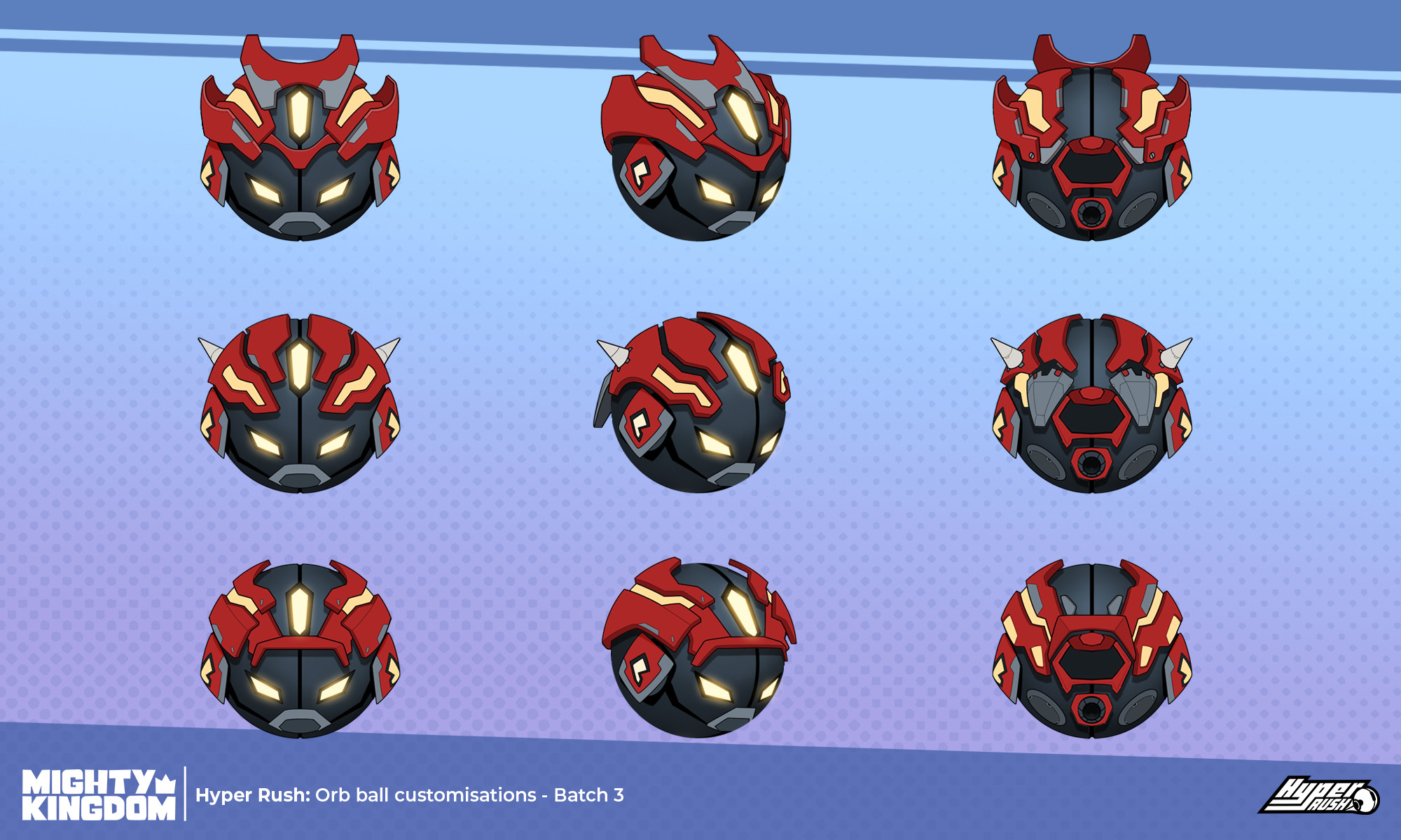 Some iterations for what the 'carapaces' of these orb bots could look like.