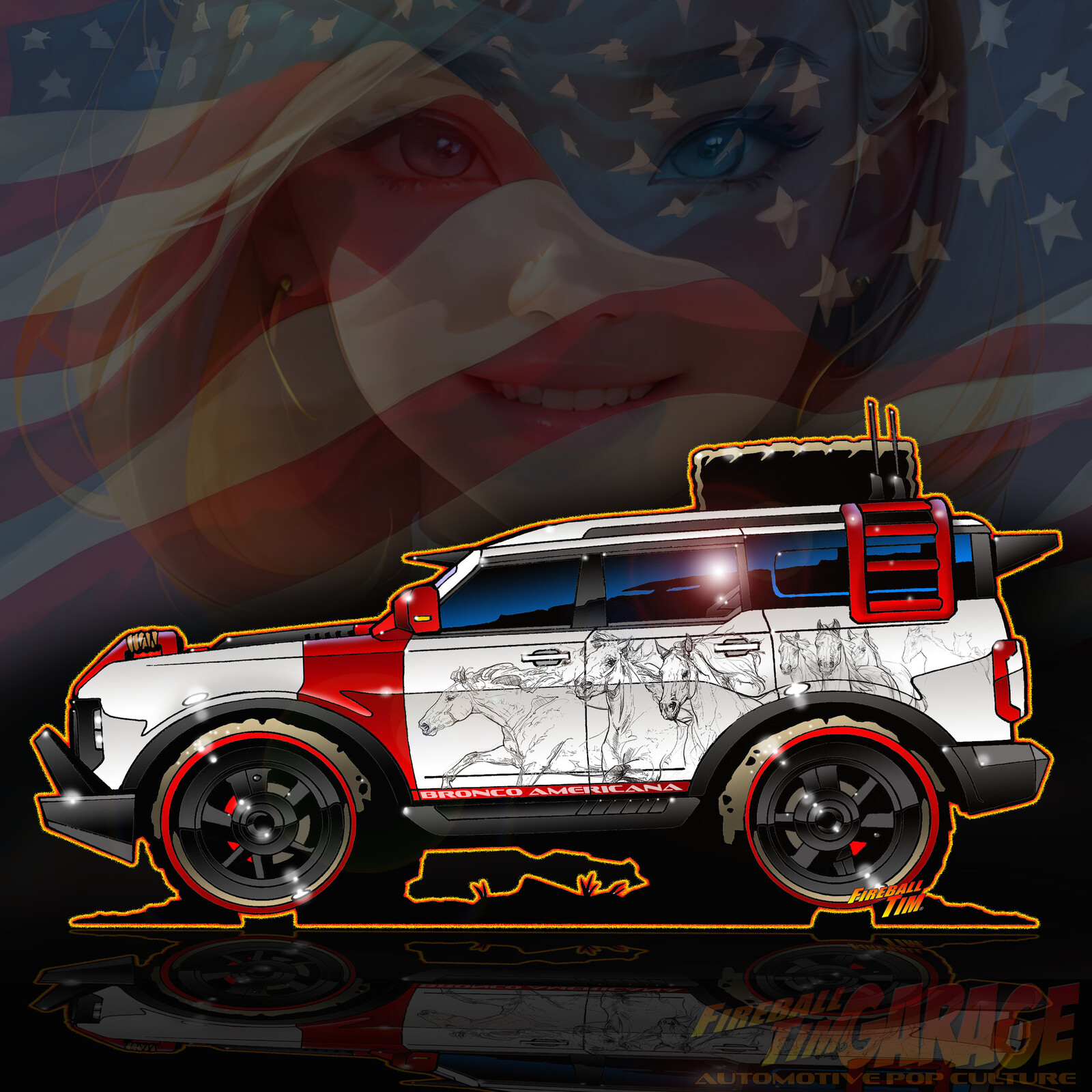 FORD BRONCO AMERICANA Sema Concept Art by Fireball Tim