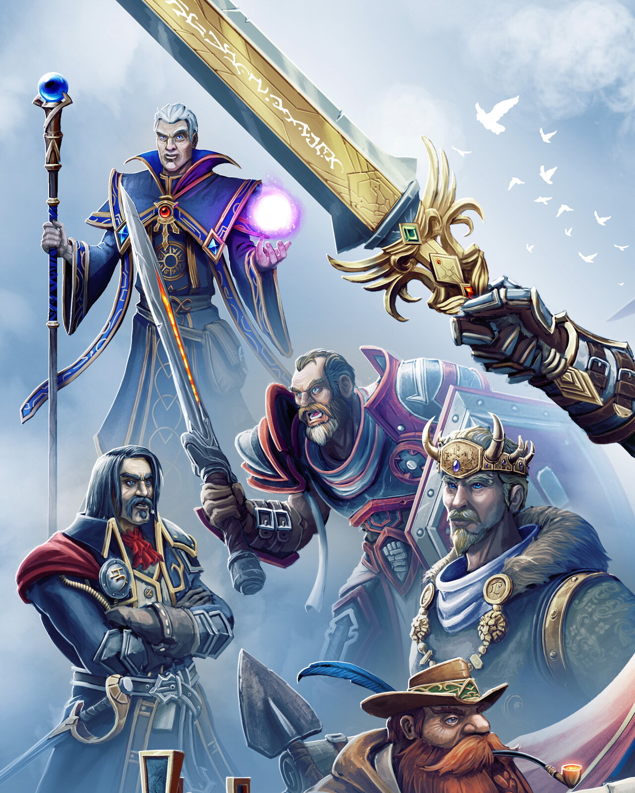 Closeup of Khadgar, Danath, Terenas, Greymane
