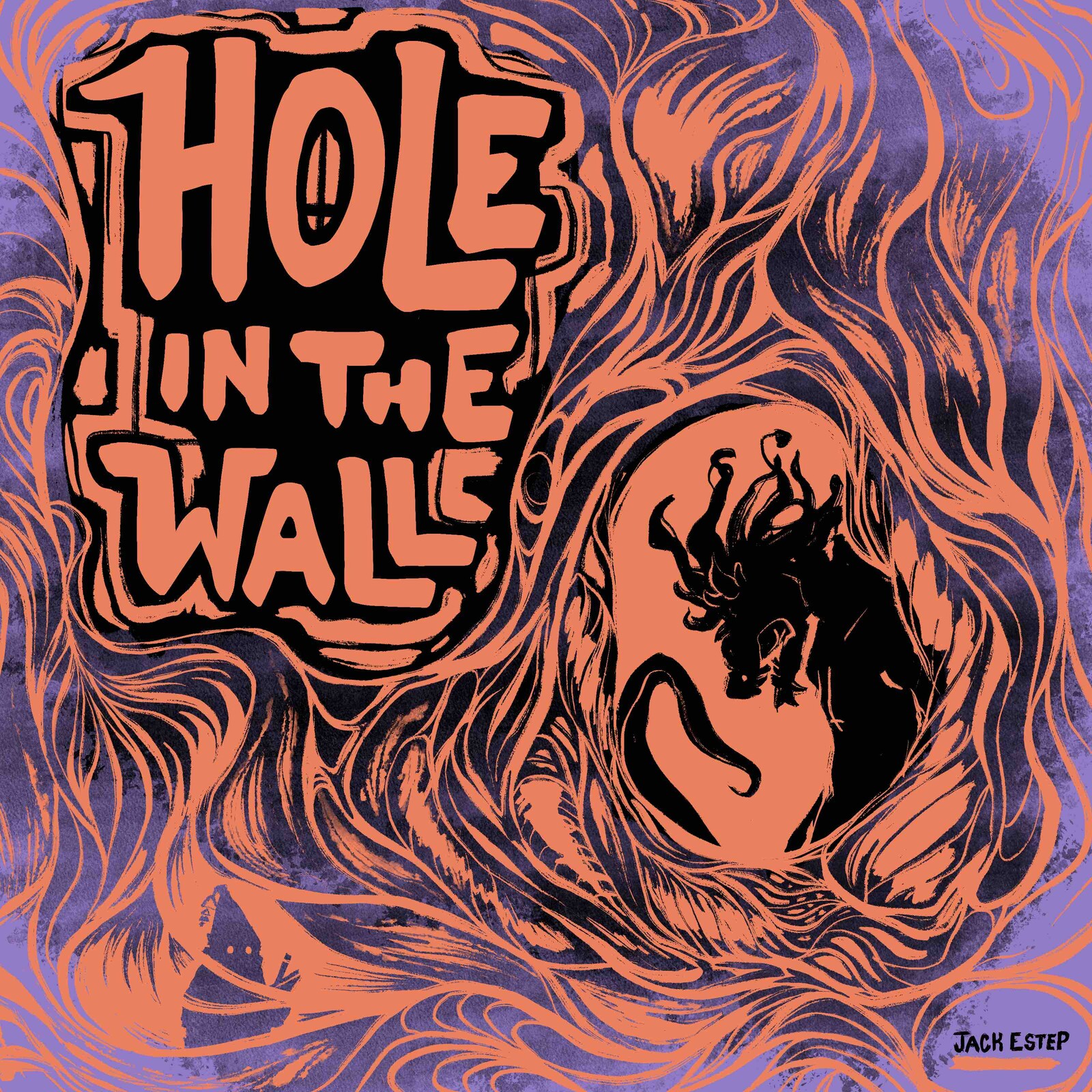 Digital drawing of the Front cover of "Hole in the Wall"