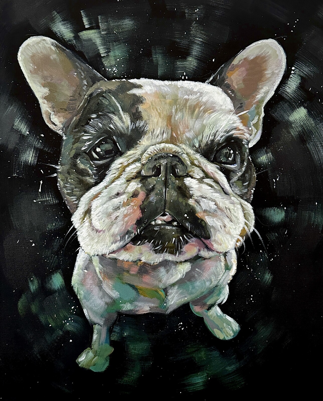 Finished portrait of Luna the Frenchie.