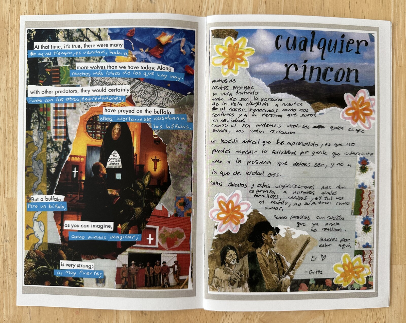 A spread of another youth member's collage page.