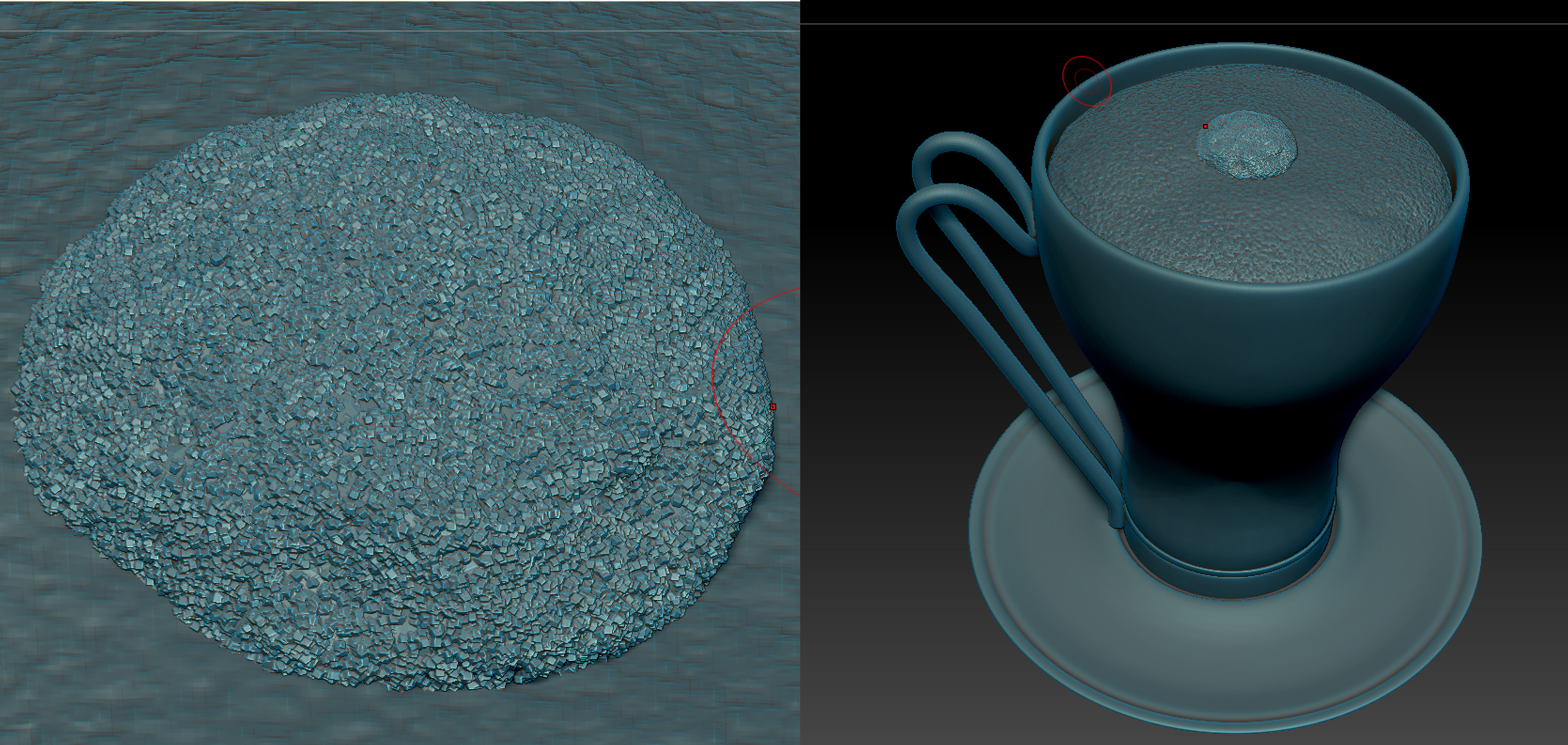 Cappuccino model in ZBrush. sugar was created with nanomesh+dynamesh.