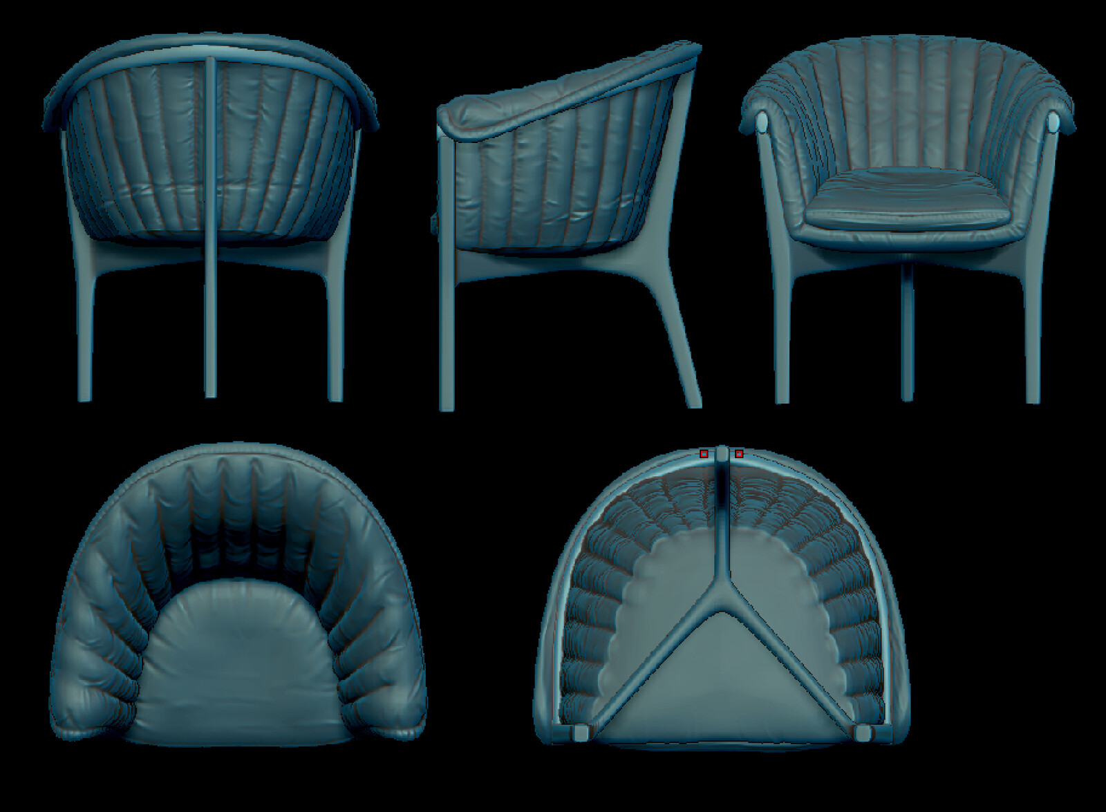 comfy chair model in ZBrush