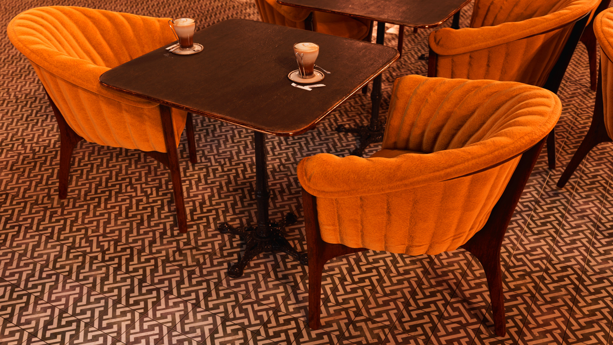 Cafe tables render in Arnold for Maya 2025