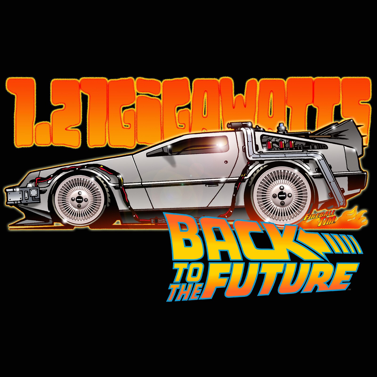 Delorean 1.21 Gigawatts Art by Fireball Tim