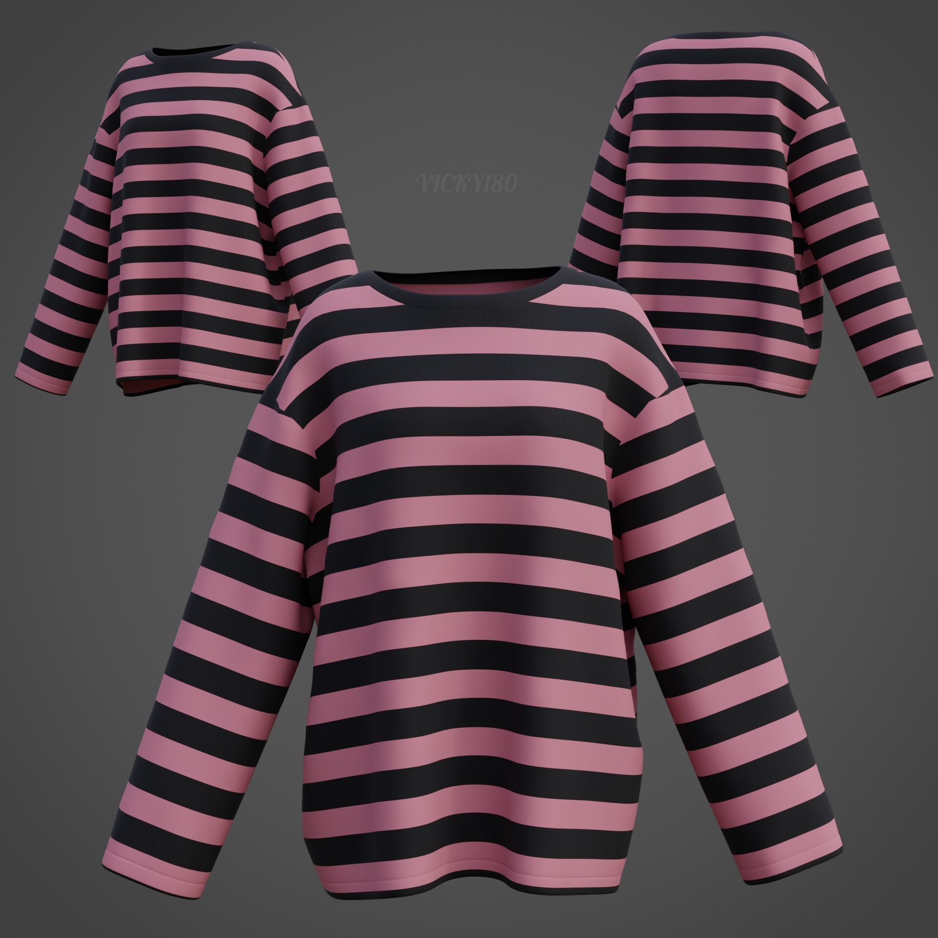 ArtStation - Women Harajuku Stripes Shirt Grunge Goth