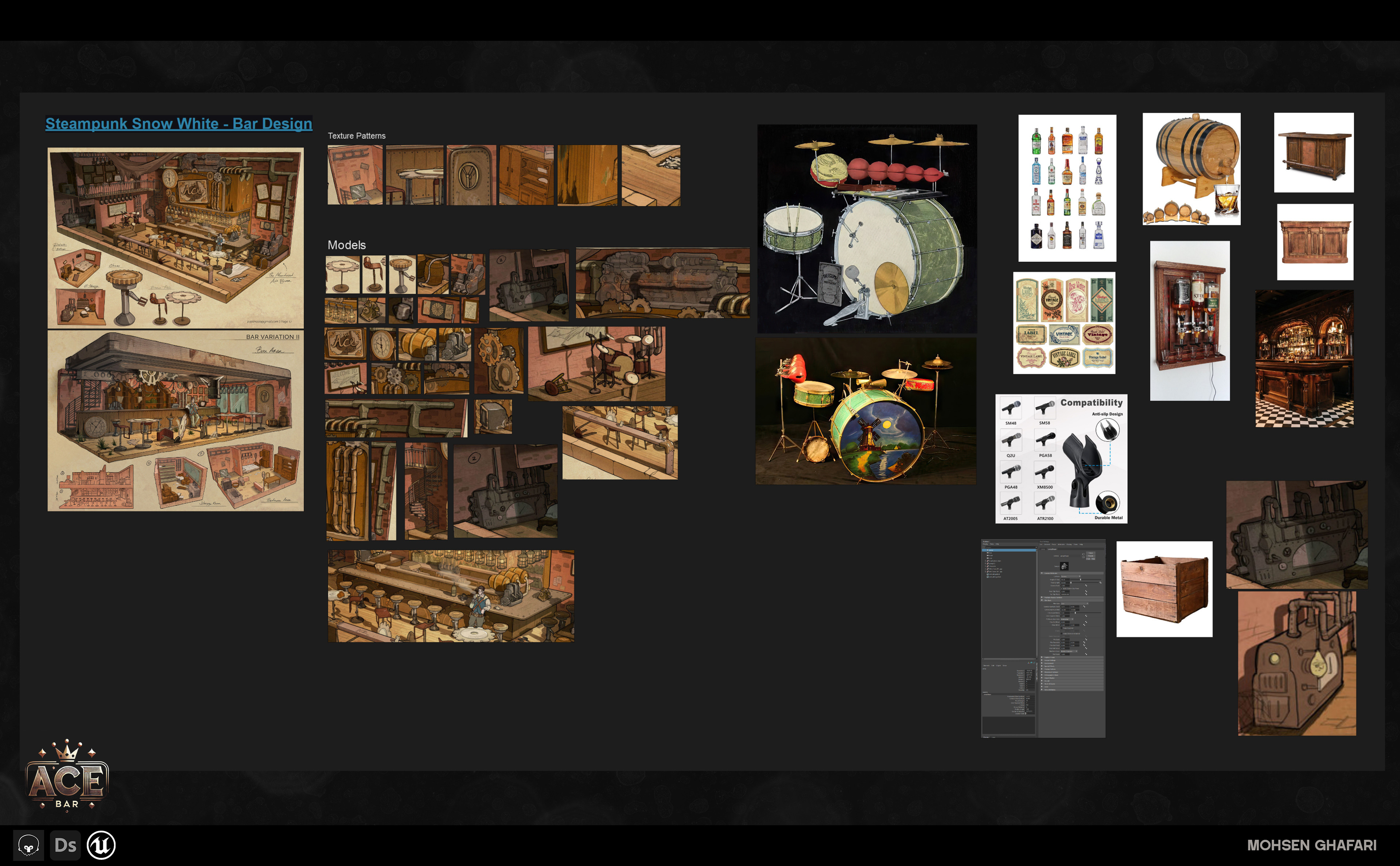 I also created a reference sheet and separate different props into 3 groups so I can prioritize the props and material and do the planning to make them.