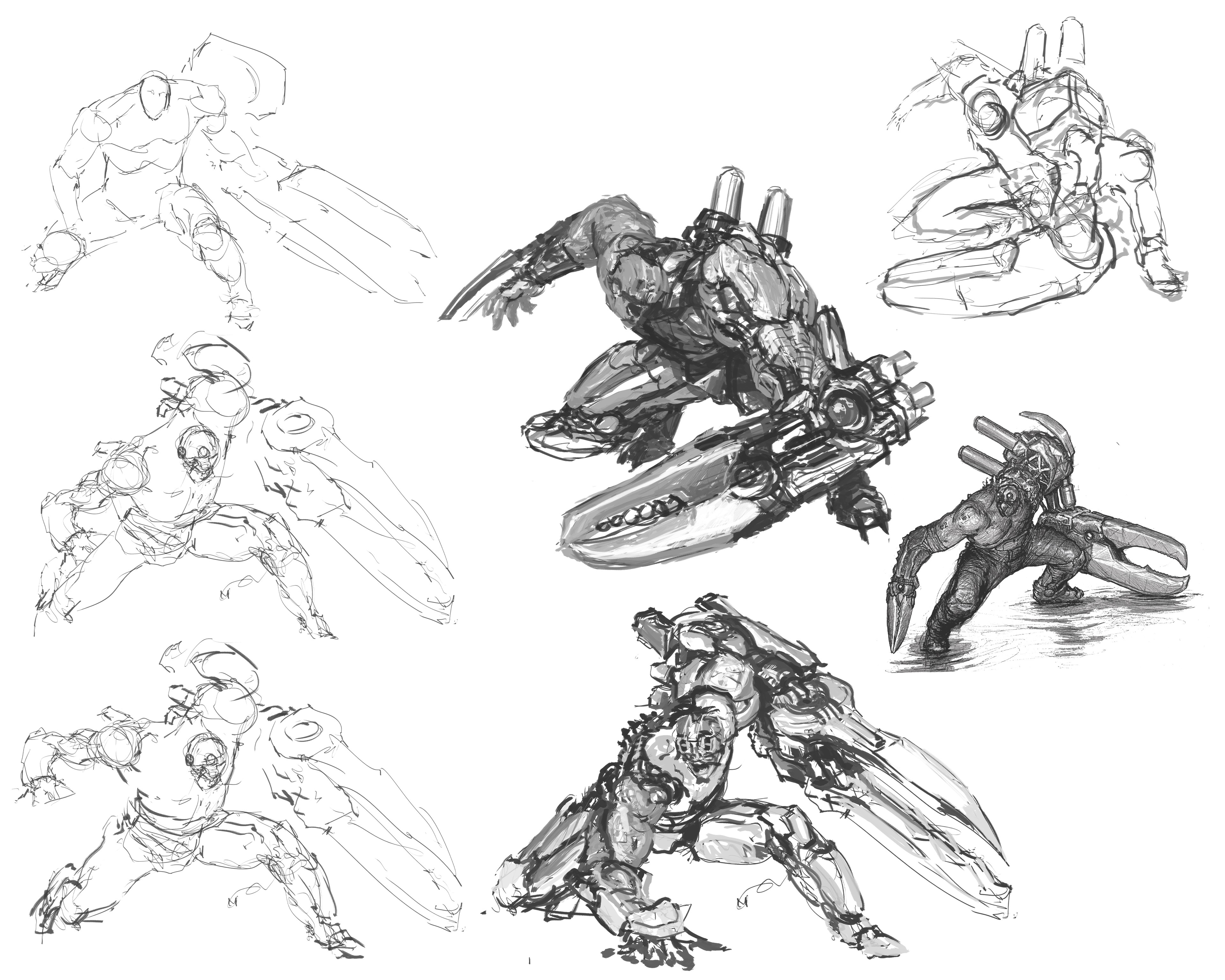 Fiddler crab cyborg sketches