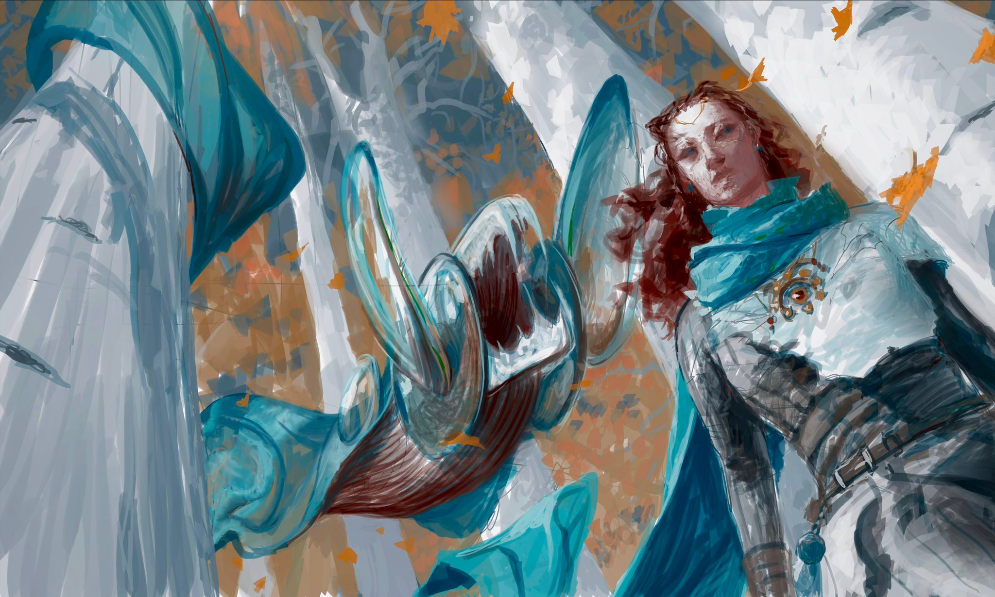 Witch with a transforming serpentine scarf
