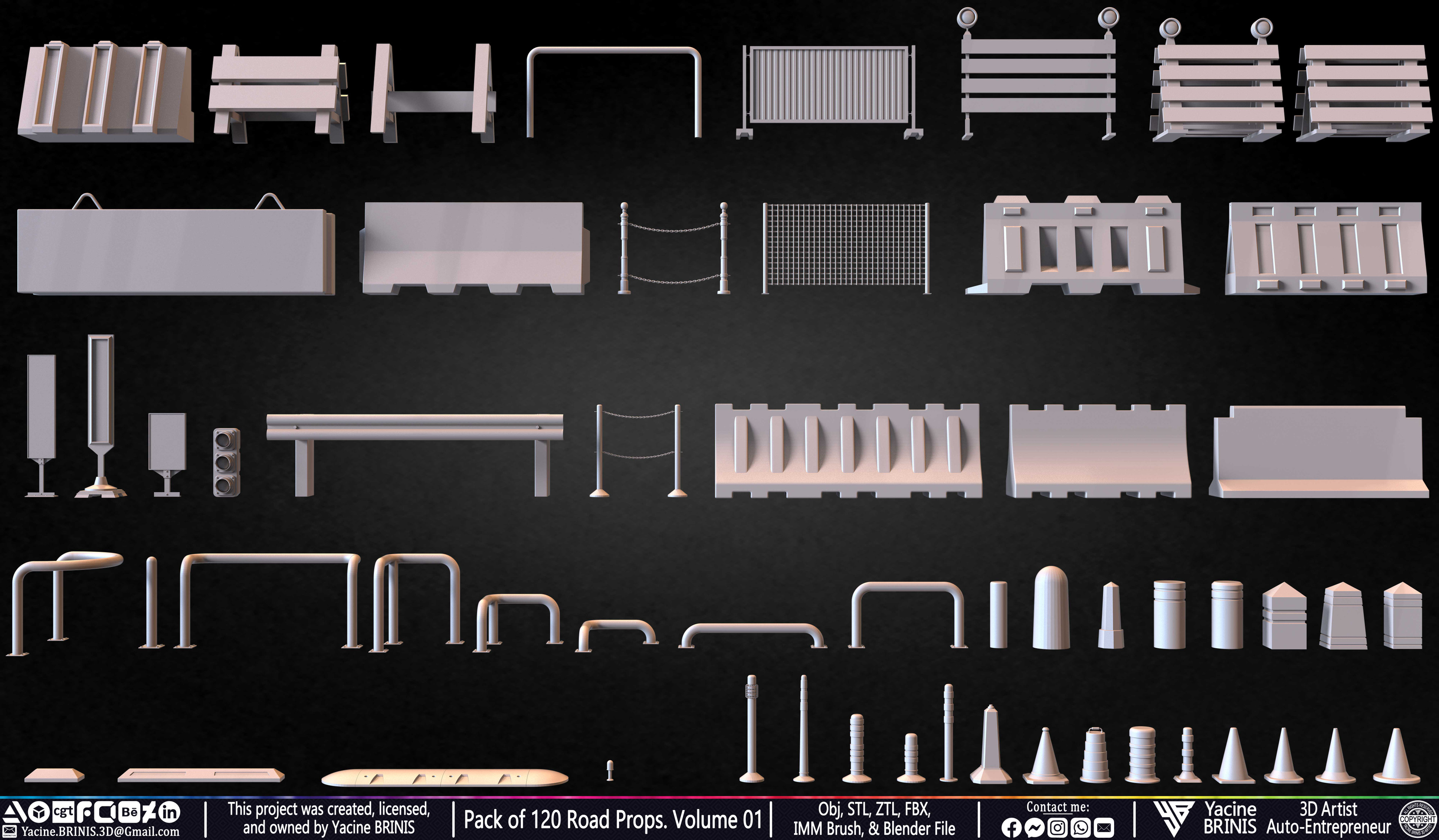 Pack of 120 Road Props Sculpted by Yacine BRINIS Volume 01 Set 002