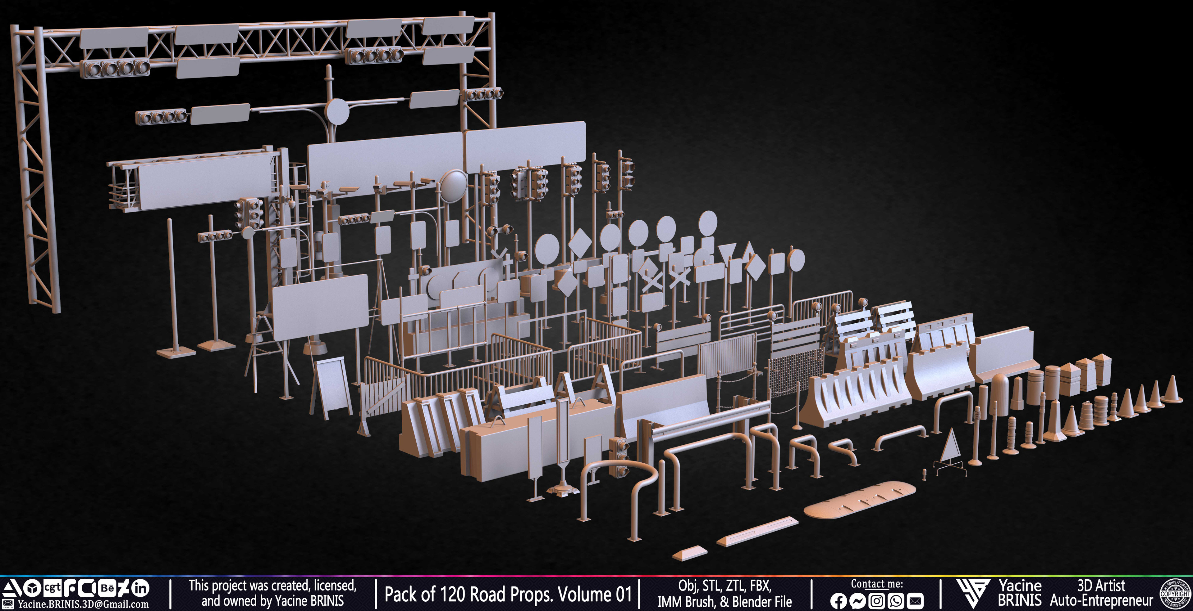 Pack of 120 Road Props Sculpted by Yacine BRINIS Volume 01 Set 015