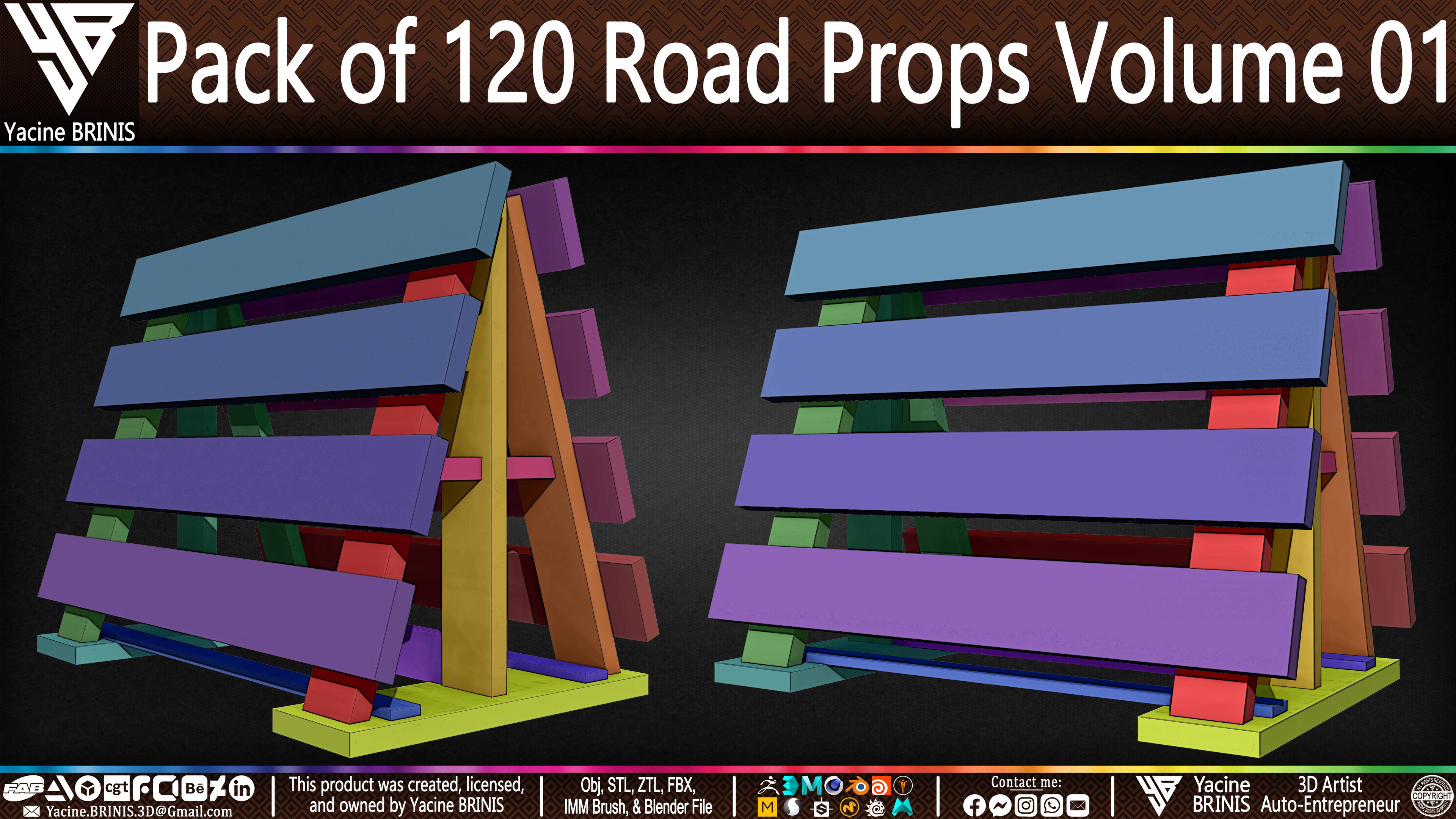 Pack of 120 Road Props Sculpted by Yacine BRINIS Volume 01 Set 029