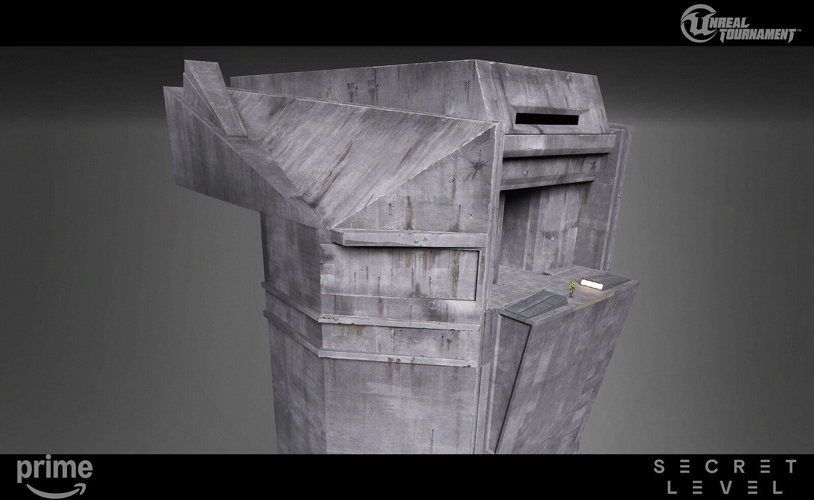 Surfacing was achieved using multiple triplanar blend shaders, along with a insane amount of hand-placed decals. My goal was to convey the scale of the structure, as well as the fact that it's constantly being blasted by stray projectiles from the arena.