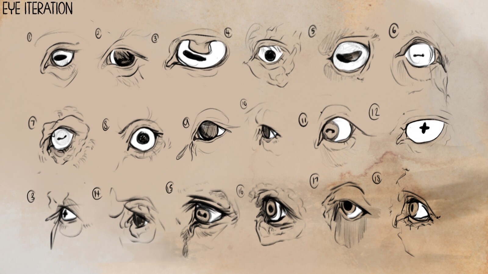 Testing eye shapes - ranging from equine, to cuttlefish to humanoid.
