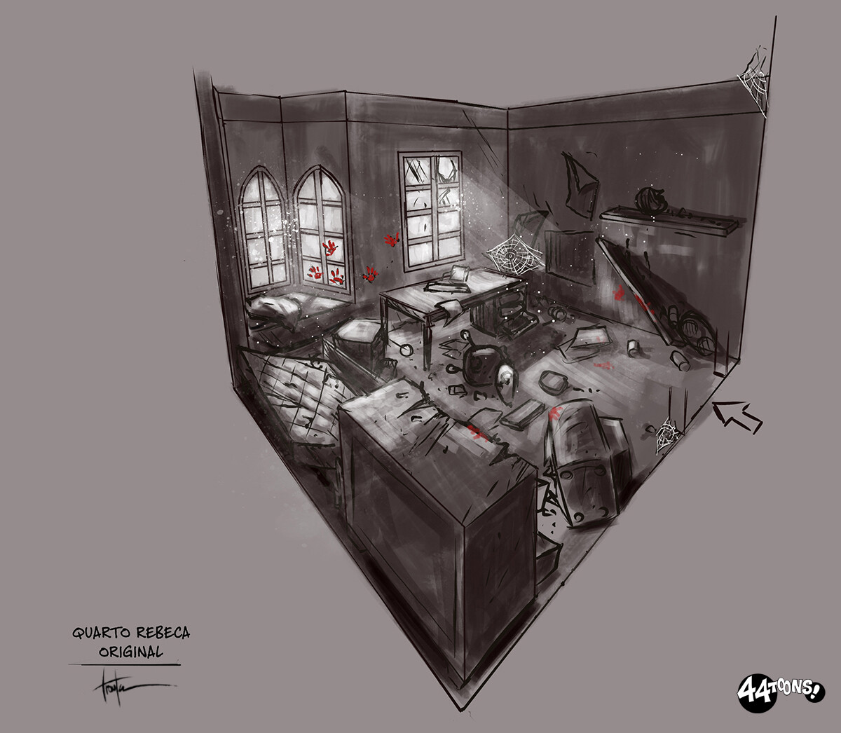 The protagonist room after the monster attack