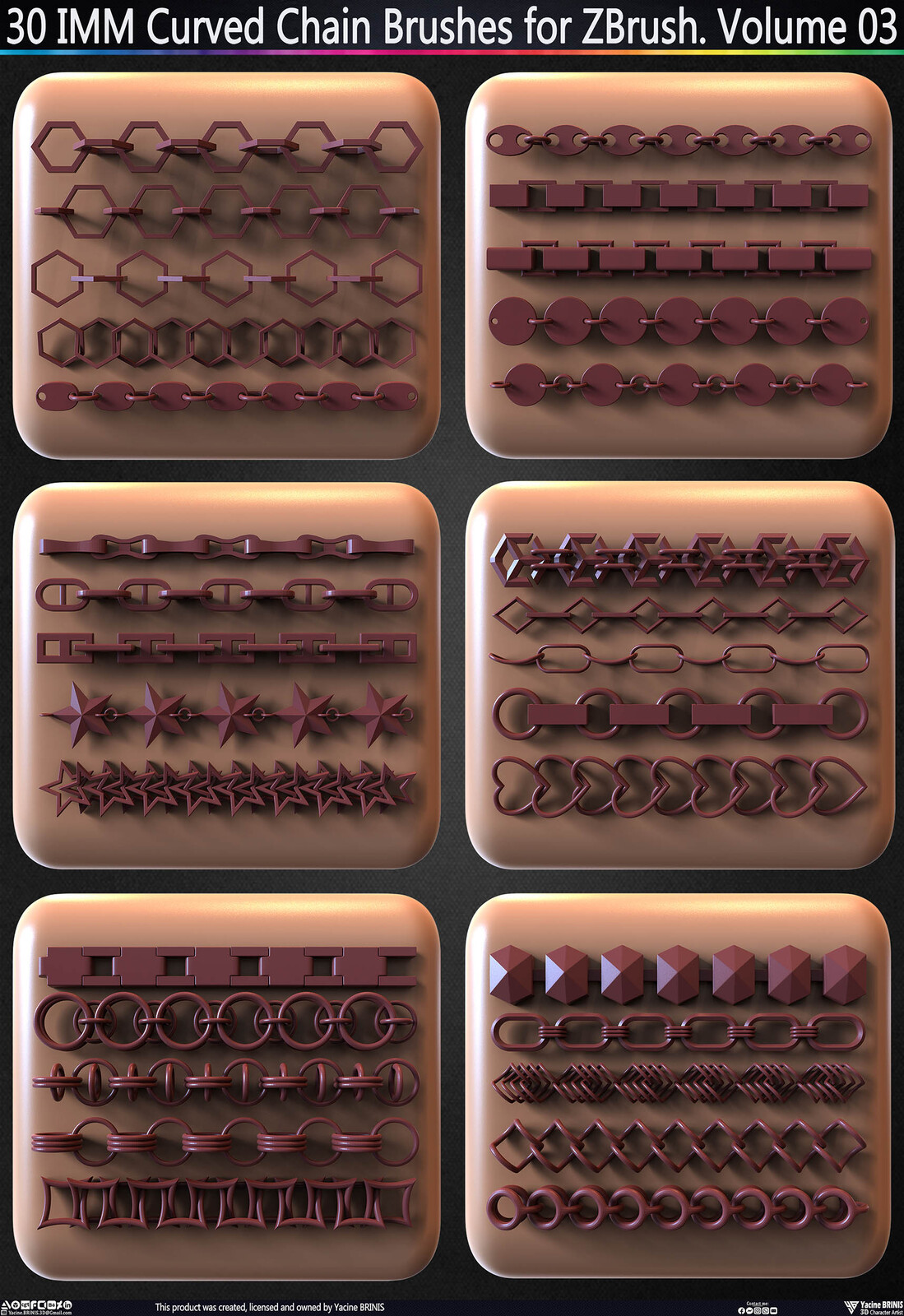 30 IMM Curved Chain Brushes for ZBrush Sculpted by Yacine BRINIS Set 016