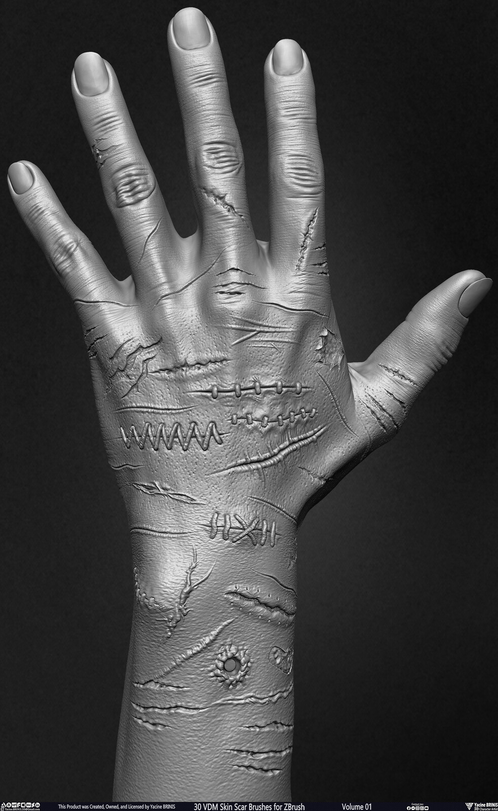 VDM Skin Scar Brushes for ZBrush Sculpted by Yacine BRINIS Set 004