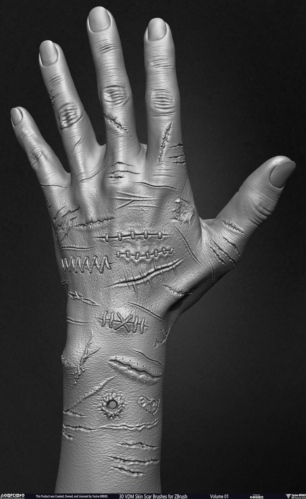 VDM Skin Scar Brushes for ZBrush Sculpted by Yacine BRINIS Set 005