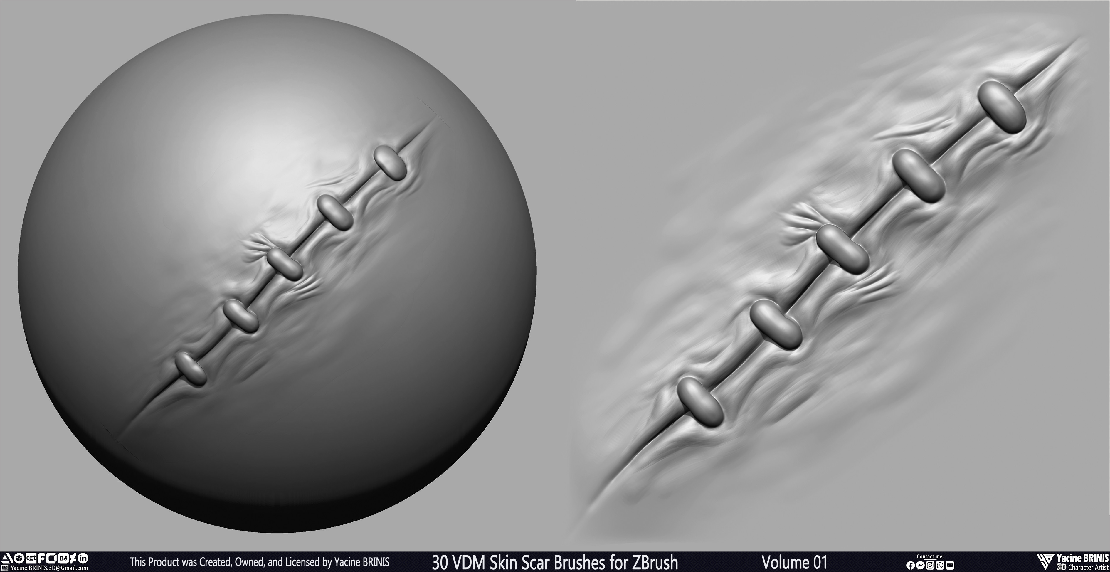 VDM Skin Scar Brushes for ZBrush Sculpted by Yacine BRINIS Set 010