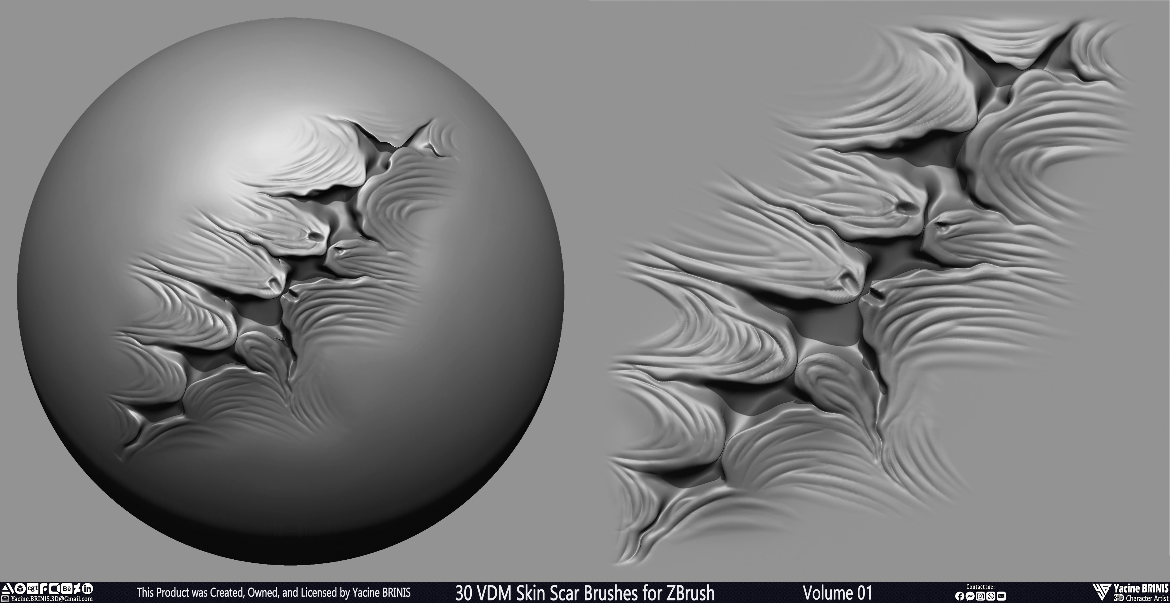 VDM Skin Scar Brushes for ZBrush Sculpted by Yacine BRINIS Set 014