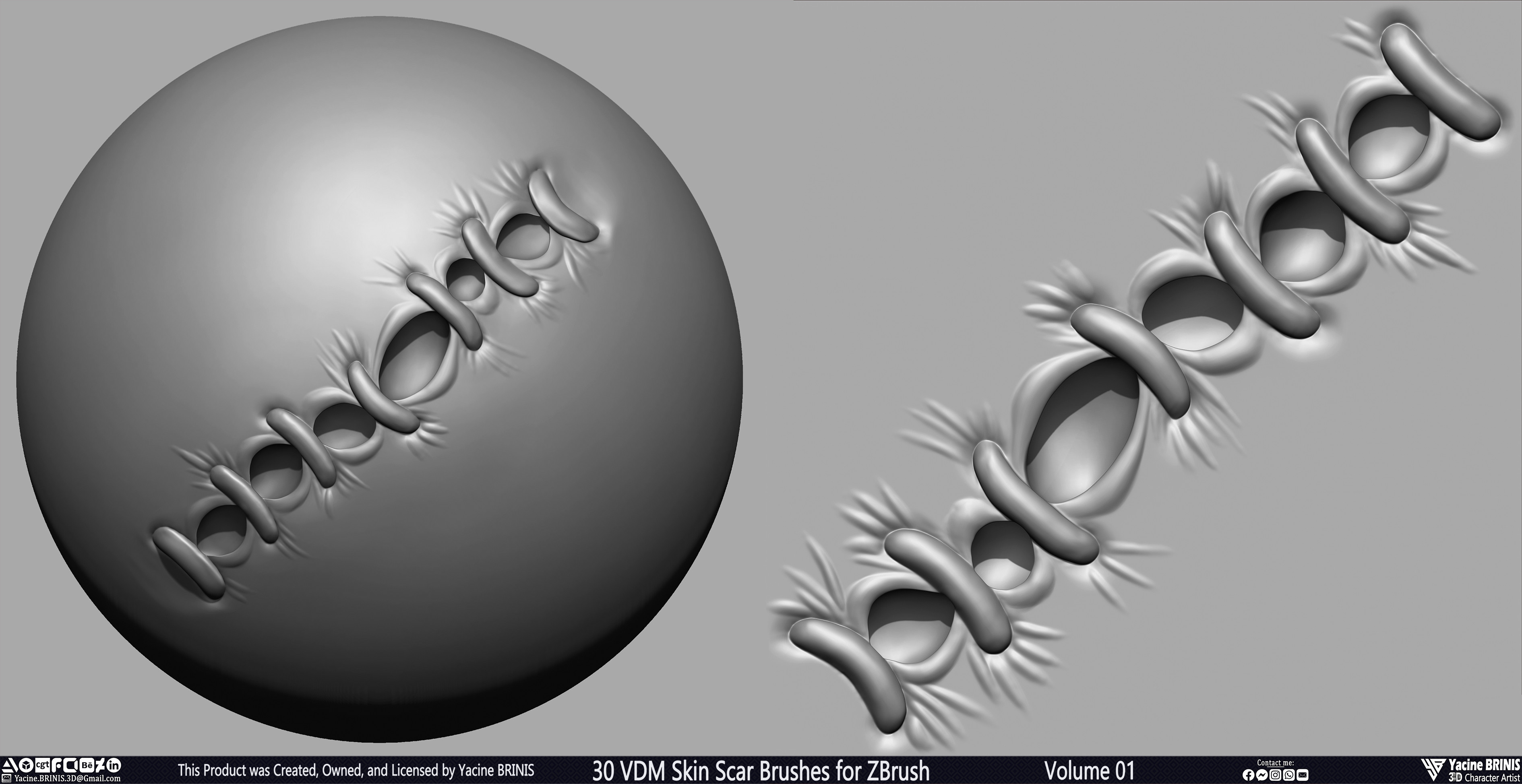 VDM Skin Scar Brushes for ZBrush Sculpted by Yacine BRINIS Set 015
