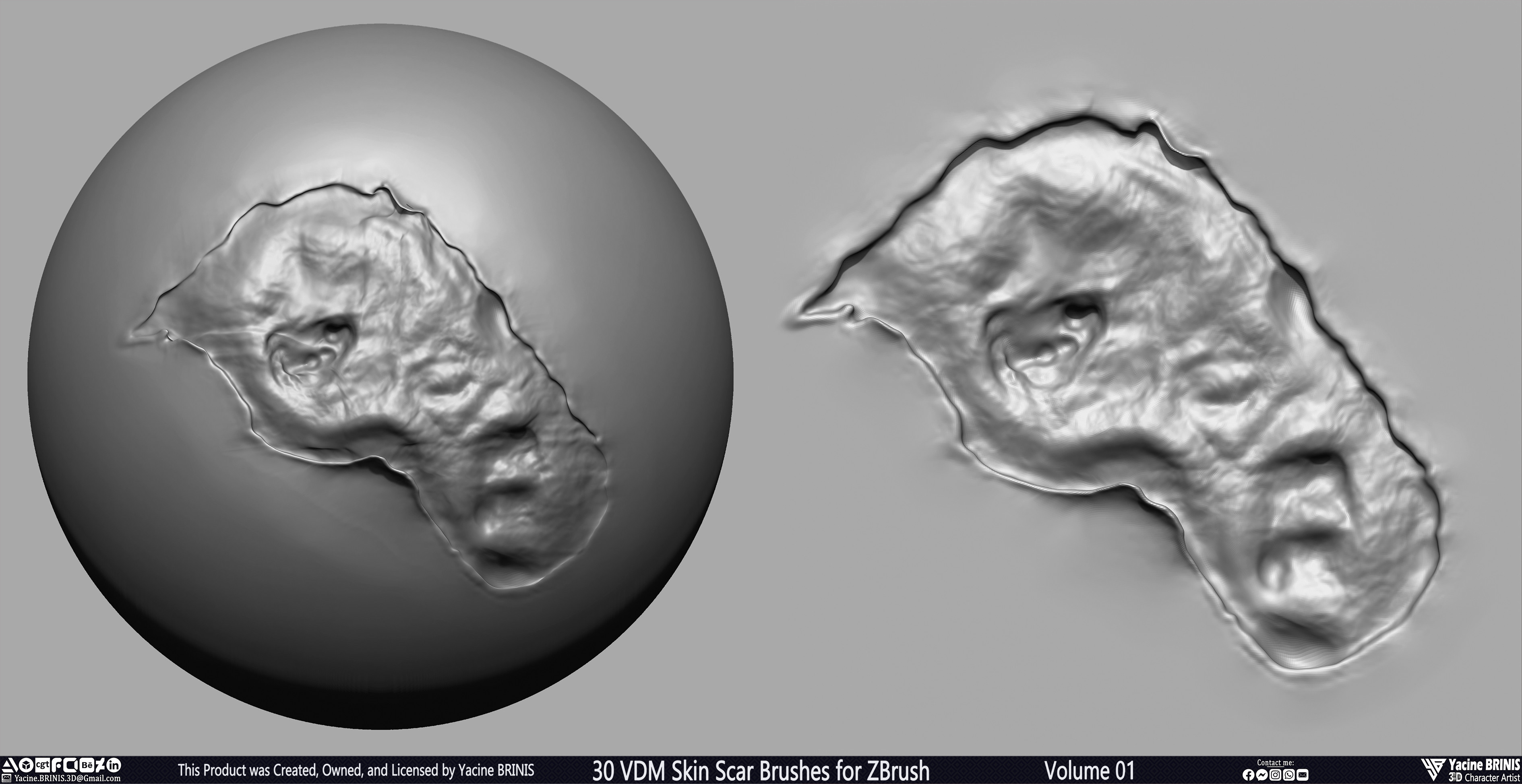 VDM Skin Scar Brushes for ZBrush Sculpted by Yacine BRINIS Set 020