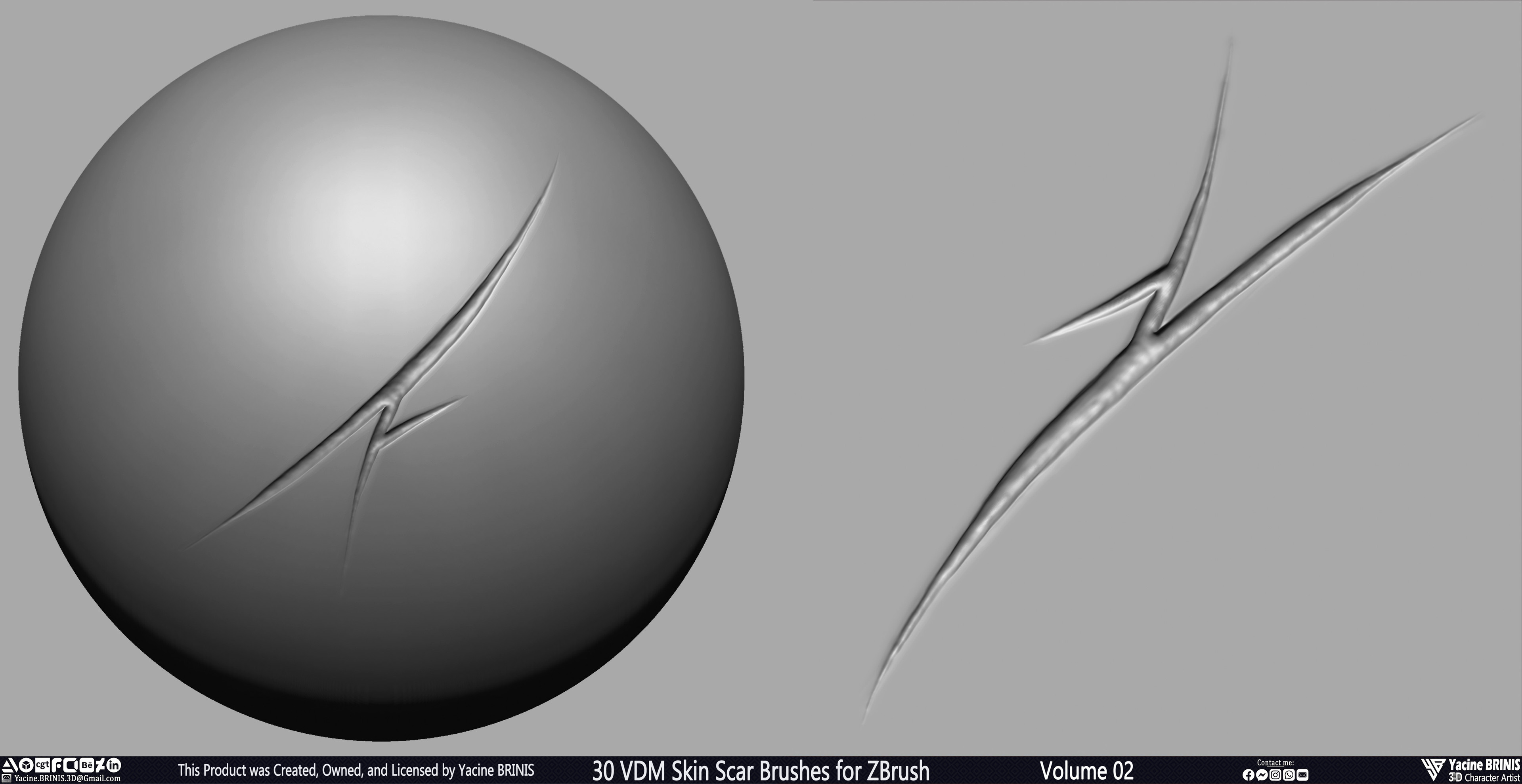 VDM Skin Scar Brushes for ZBrush Sculpted by Yacine BRINIS Set 027