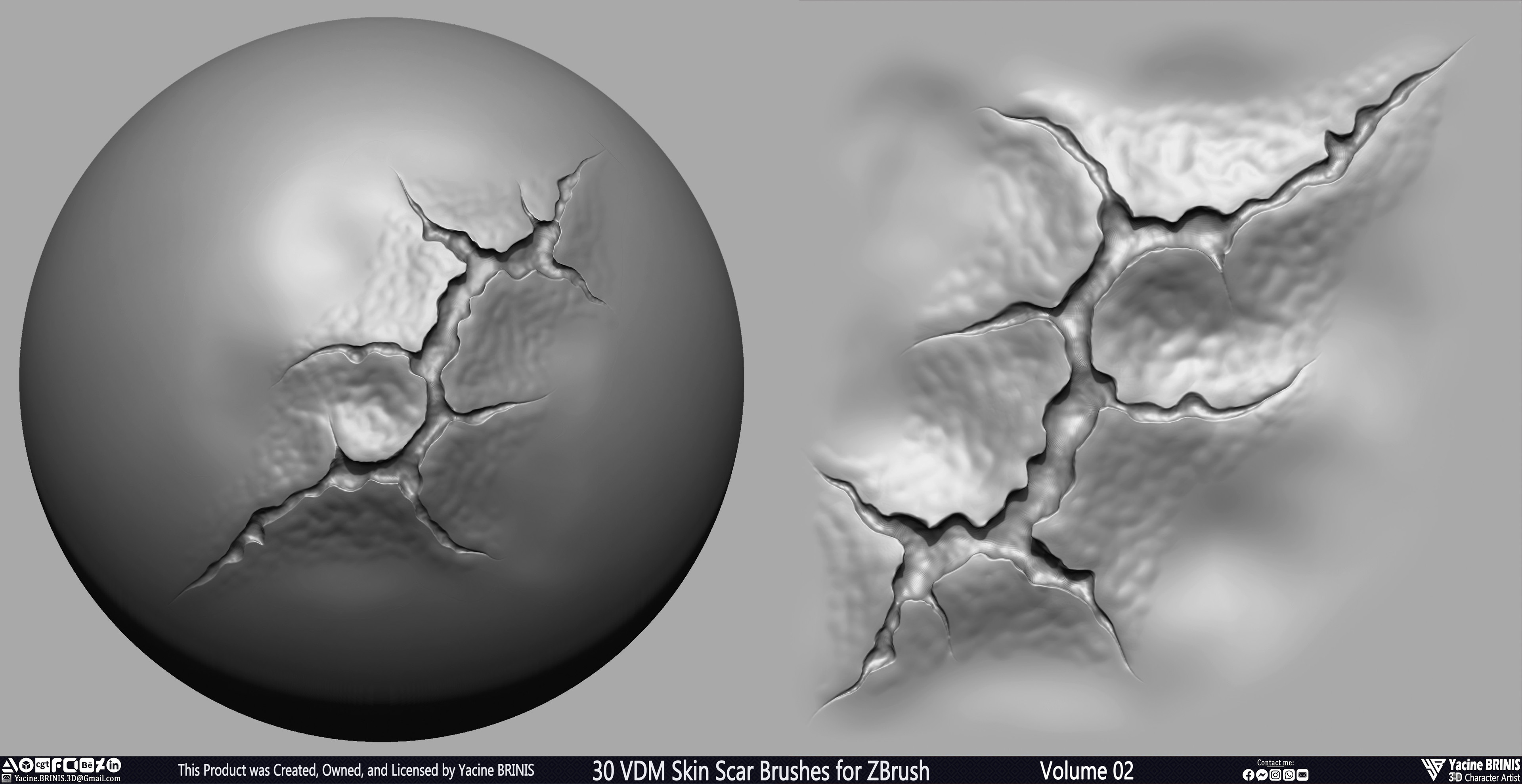 VDM Skin Scar Brushes for ZBrush Sculpted by Yacine BRINIS Set 030