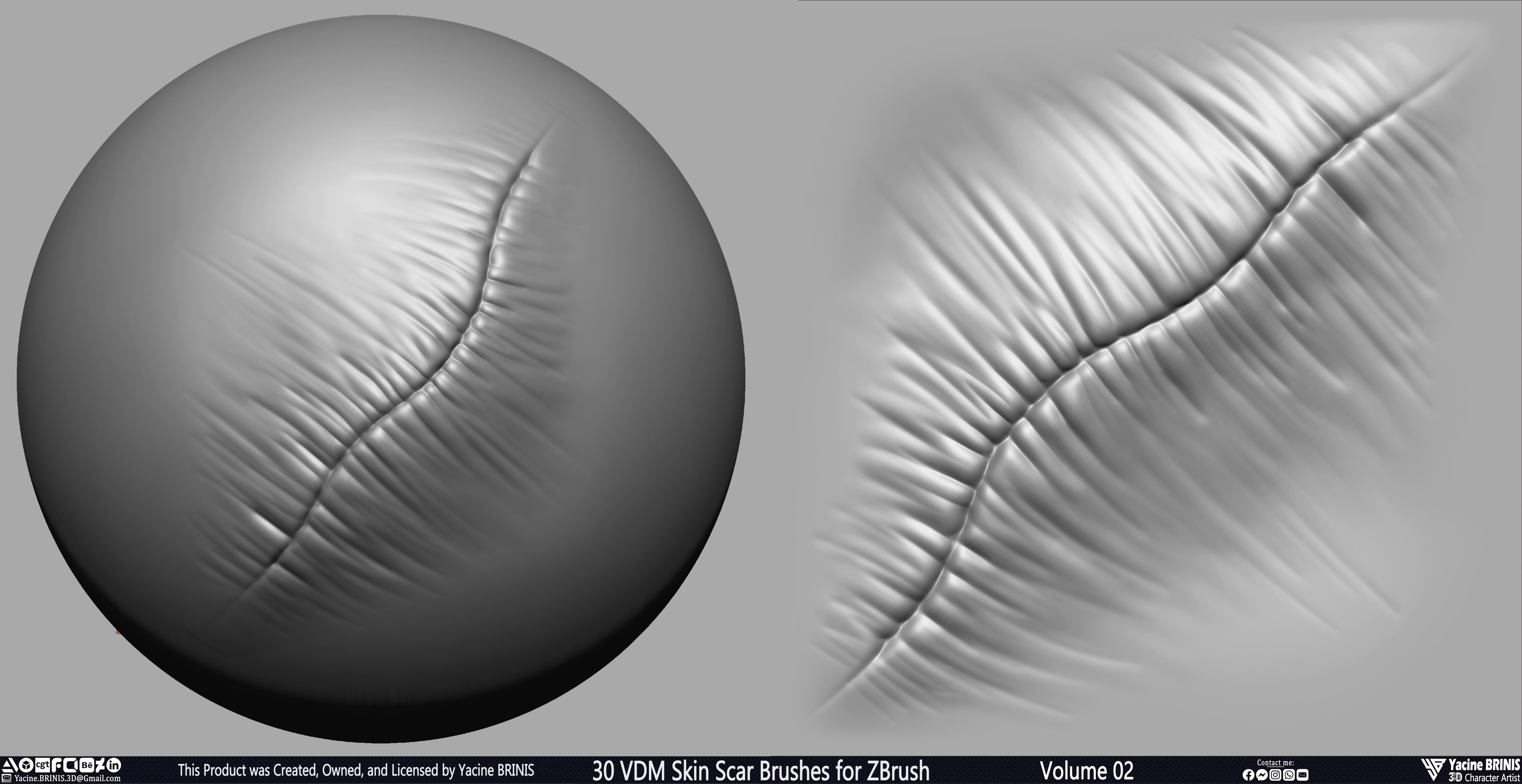 VDM Skin Scar Brushes for ZBrush Sculpted by Yacine BRINIS Set 031