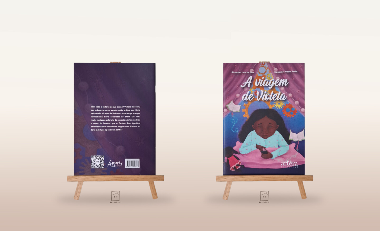 A viagem de Violeta (2022) – Alexandra Lima da Silva pela Appris editora, ilustrações de Priscila Paula.  