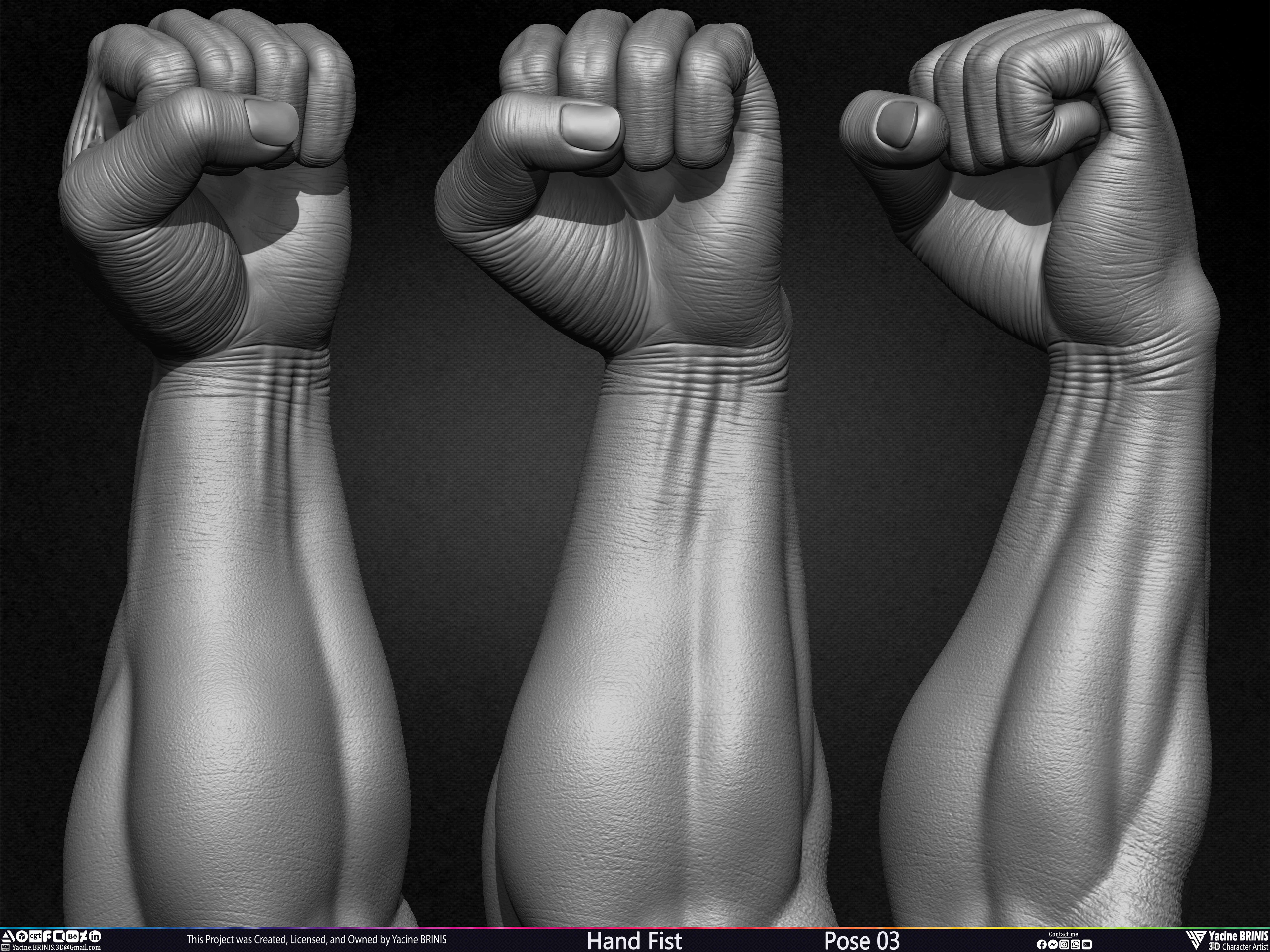 Hand Fist Arm Sculpted By Yacine BRINIS Set 001