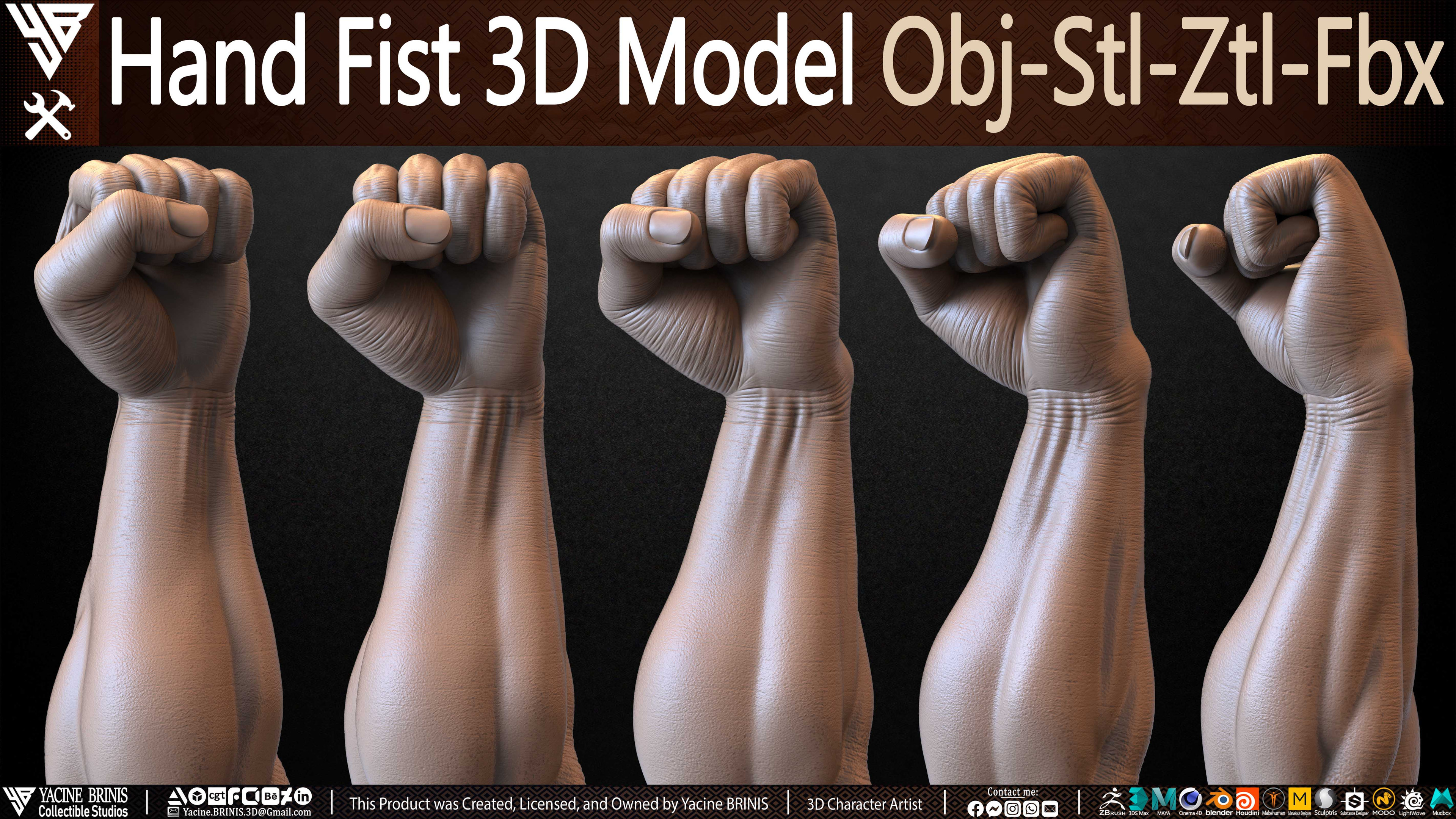 Hand Fist Arm Sculpted By Yacine BRINIS Set 004