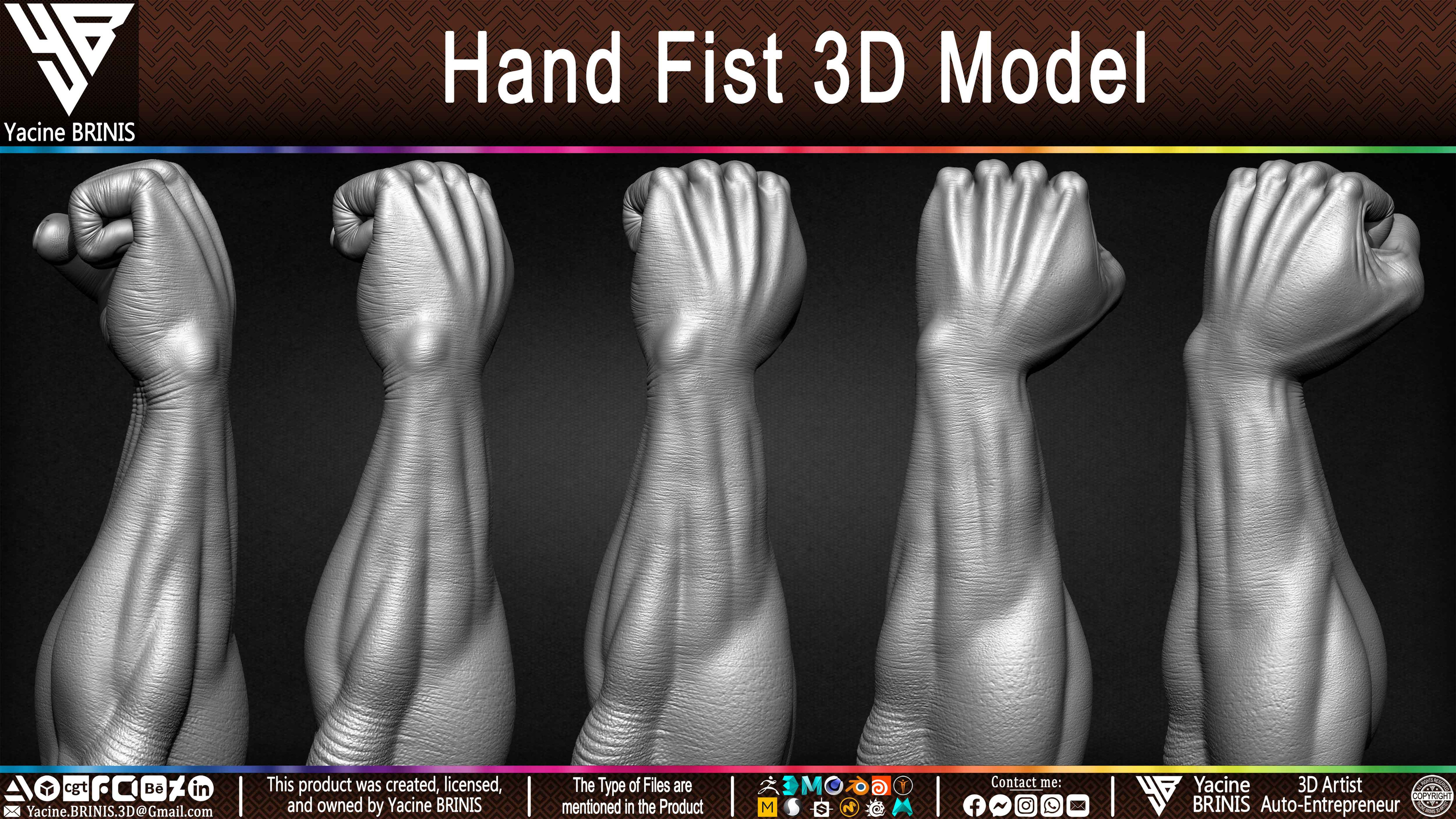 Hand Fist Arm Sculpted By Yacine BRINIS Set 006