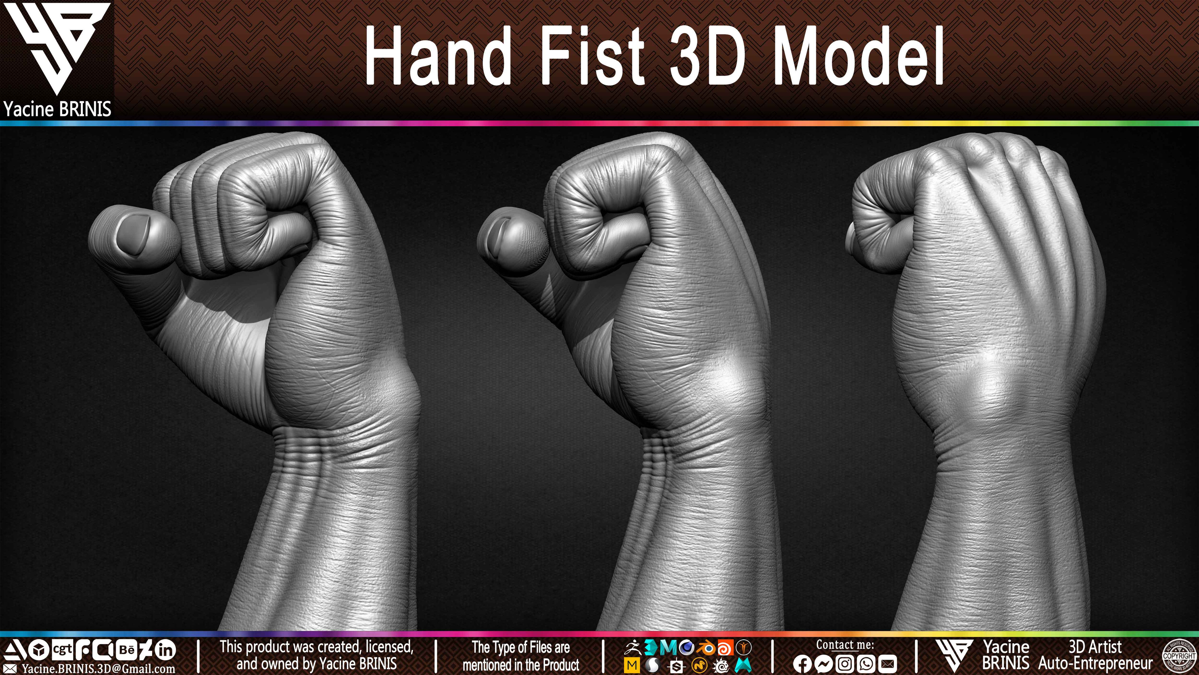 Hand Fist Arm Sculpted By Yacine BRINIS Set 009