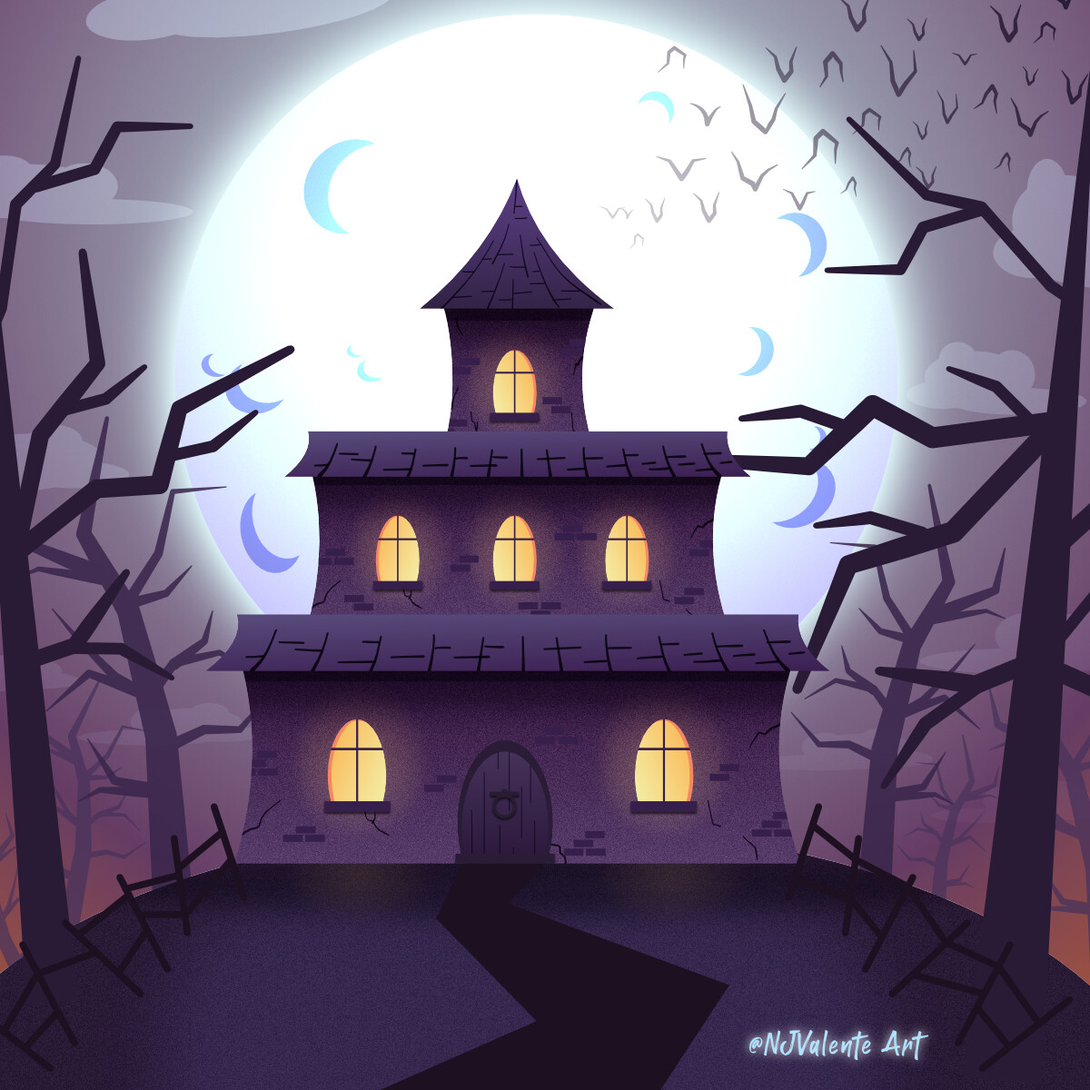 Haunted House Vector Art Landscape YouTube Tutorial