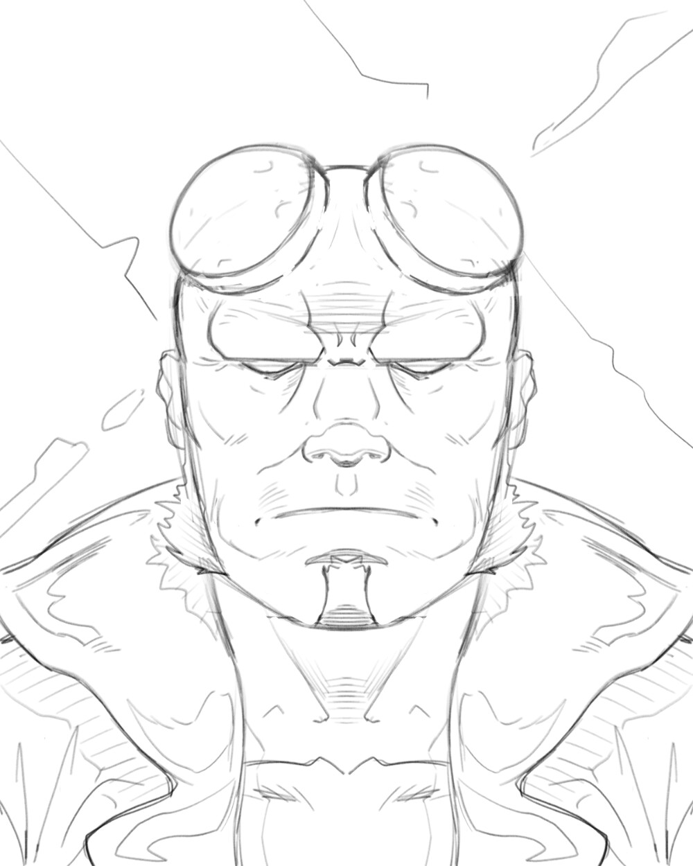 Hellboy Vector Art Illustration sketch.