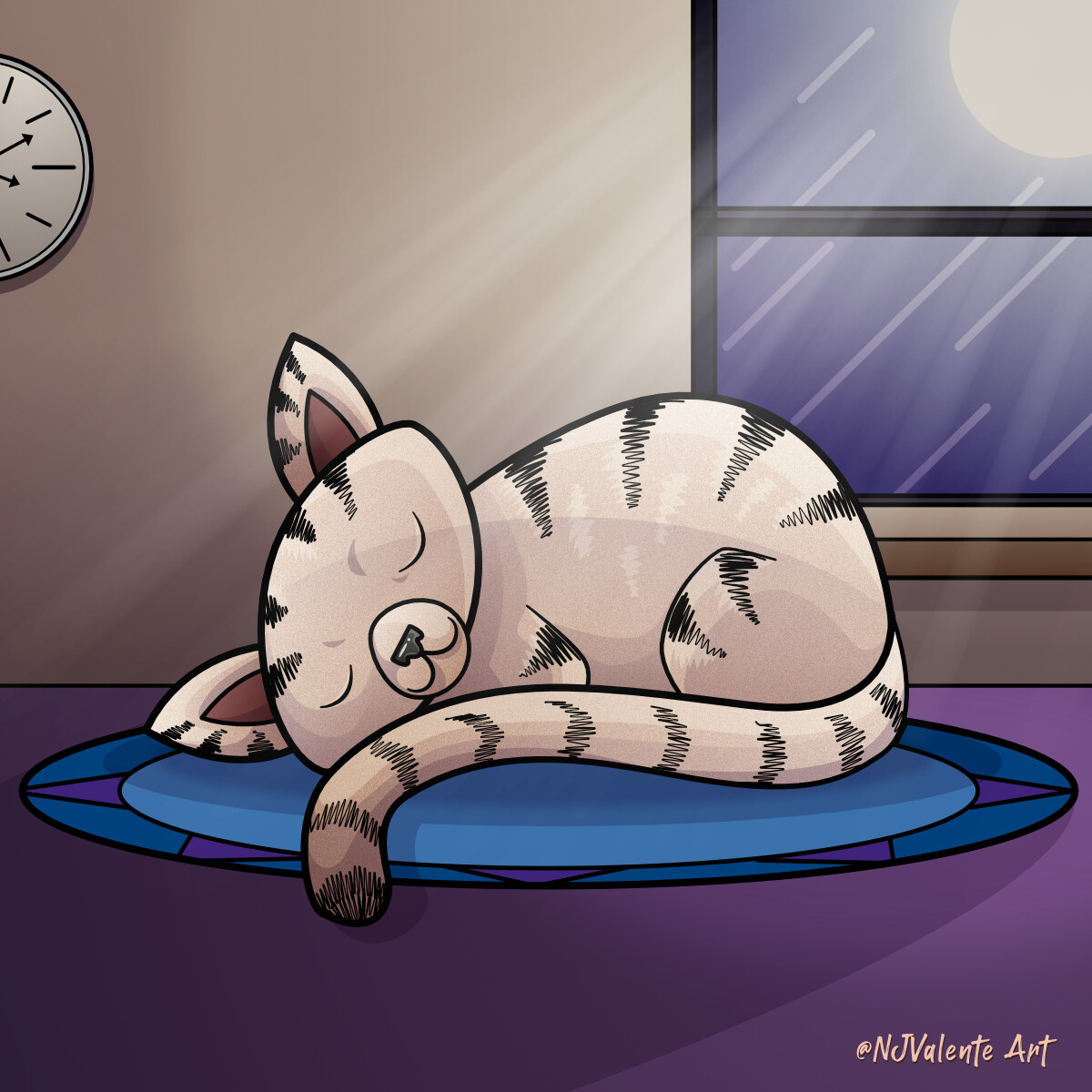 Sleeping Cat Vector Art Illustration