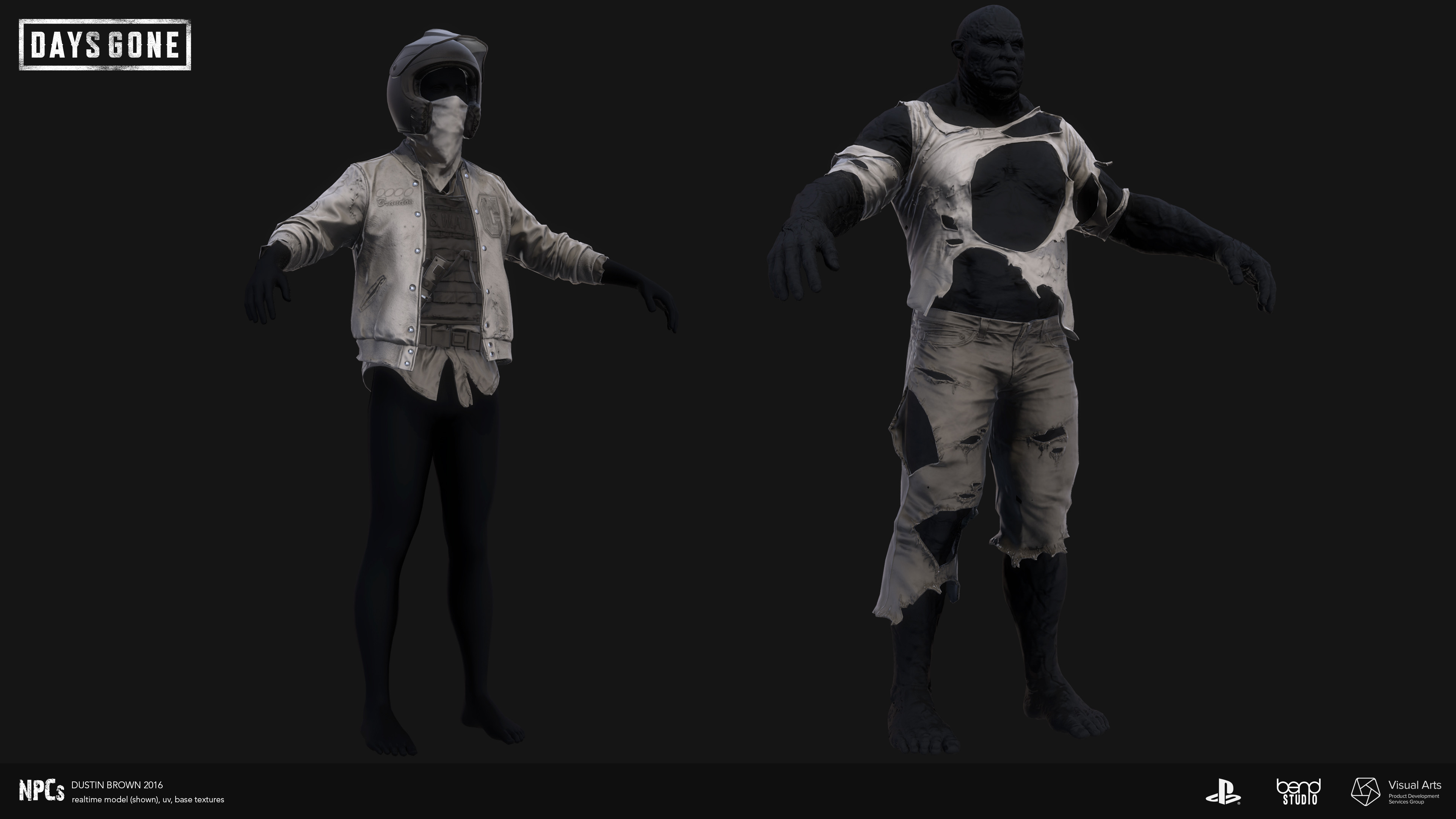 NPC in-game models and base bakes by me. All other work by Bend Studio.