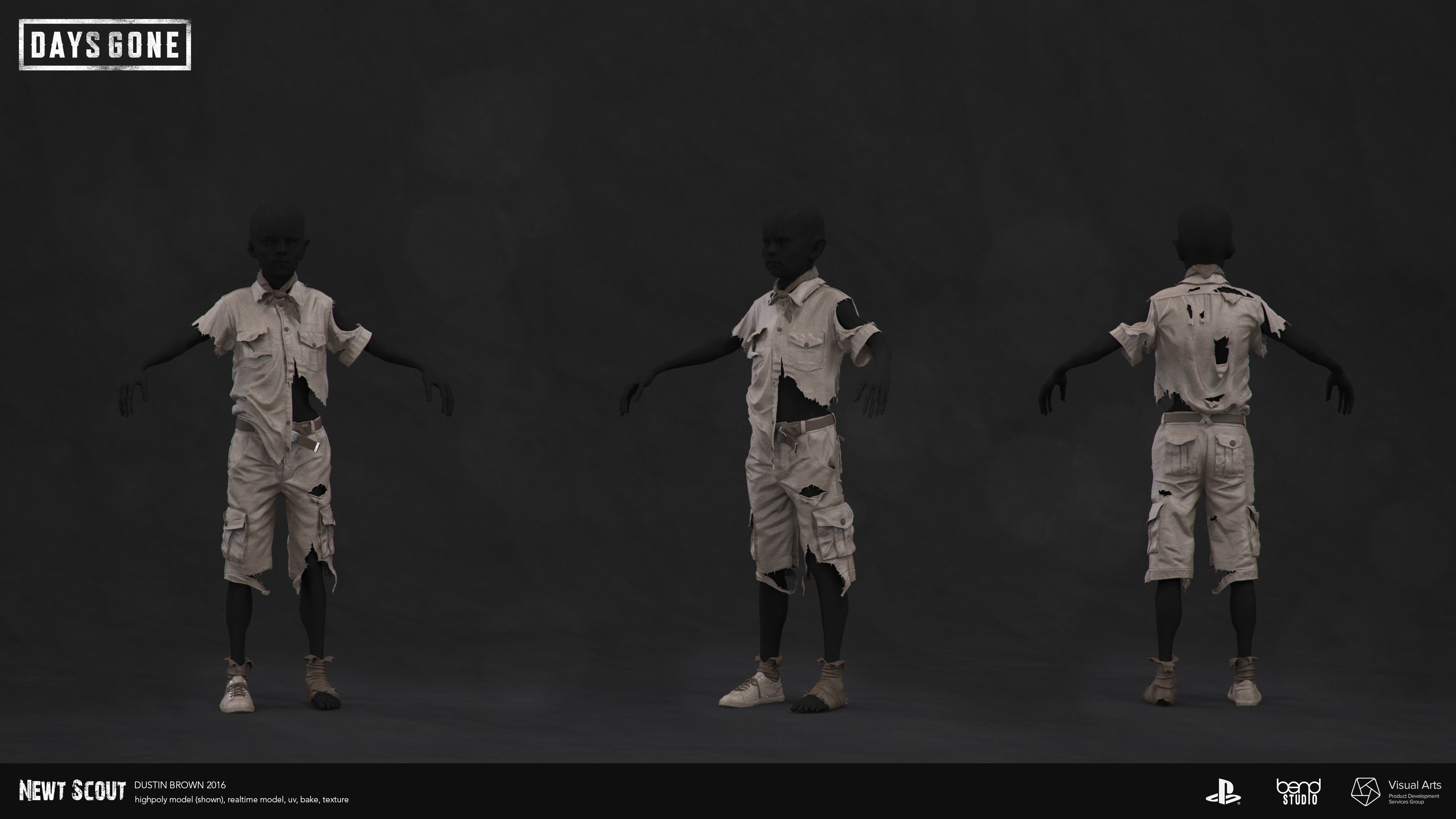 Freaker Newt high model, in-game model and base bakes by me. All other work by Bend Studio.