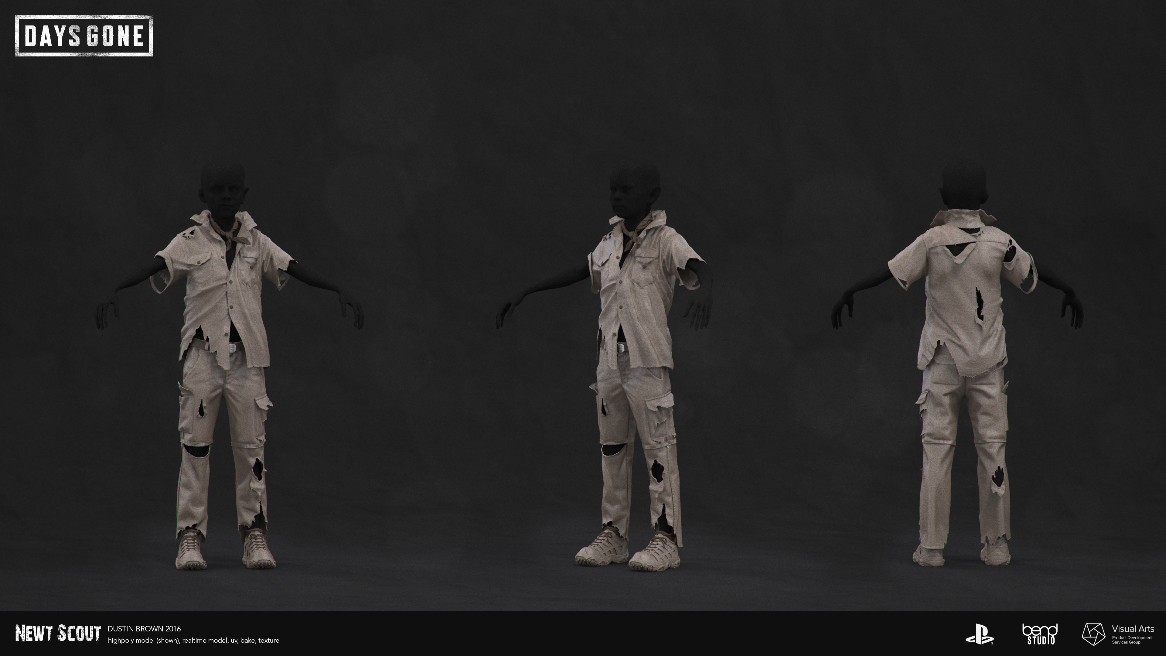 Freaker Newt high model, in-game model and base bakes by me. All other work by Bend Studio.