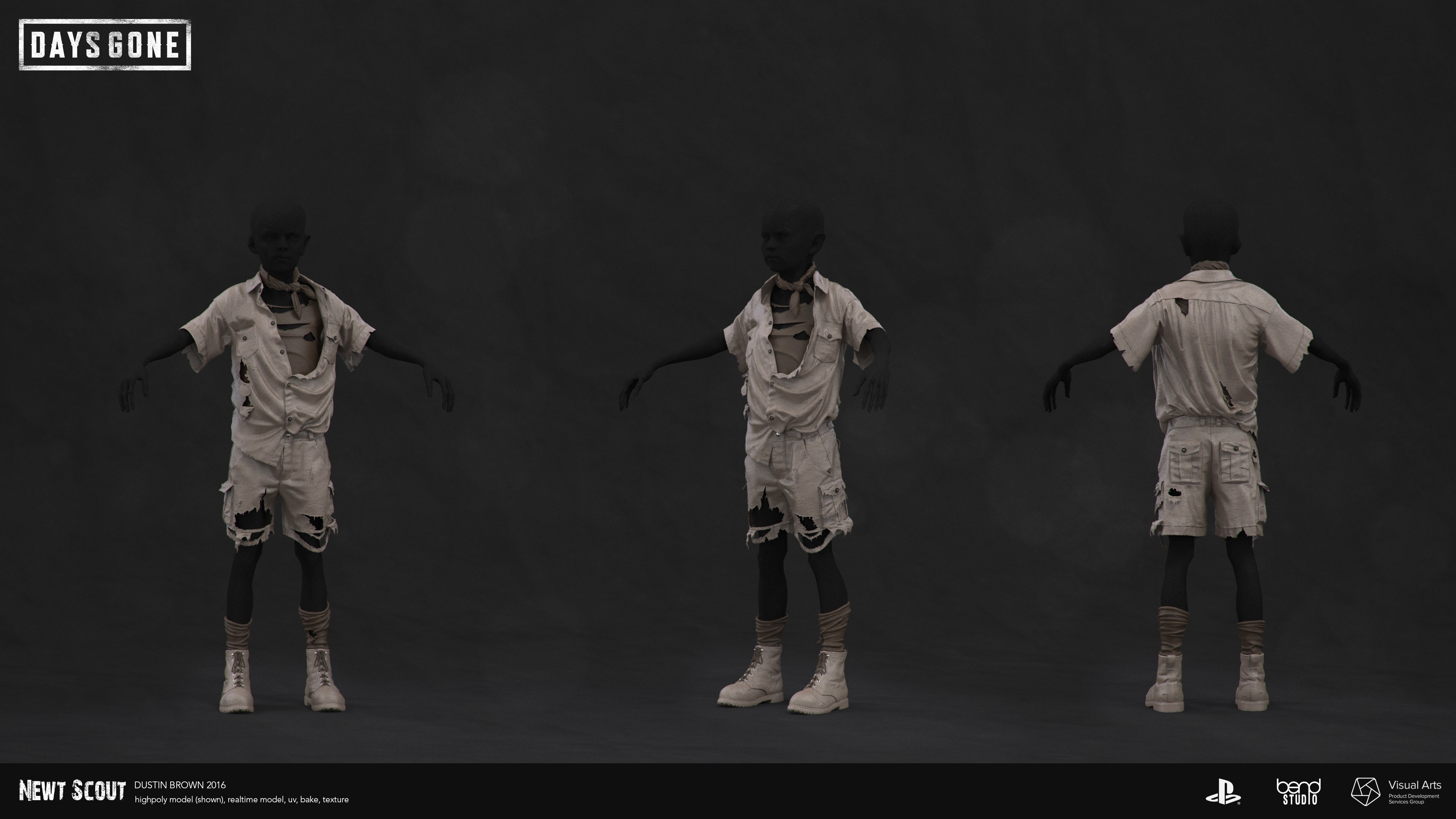 Freaker Newt high model, in-game model and base bakes by me. All other work by Bend Studio.