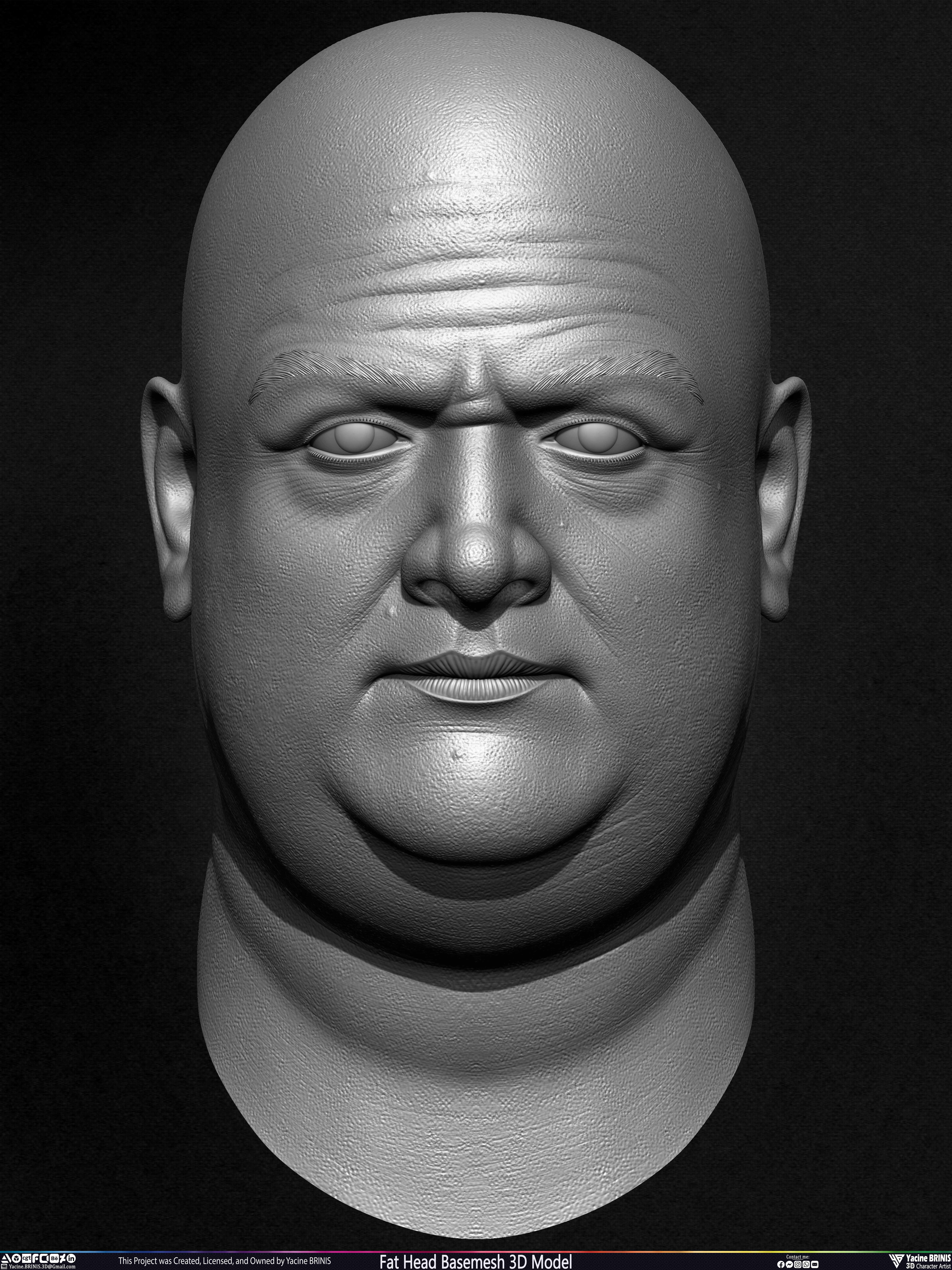 Fat Head Basemesh 3D Model Sculpted by Yacine BRINIS Set 006