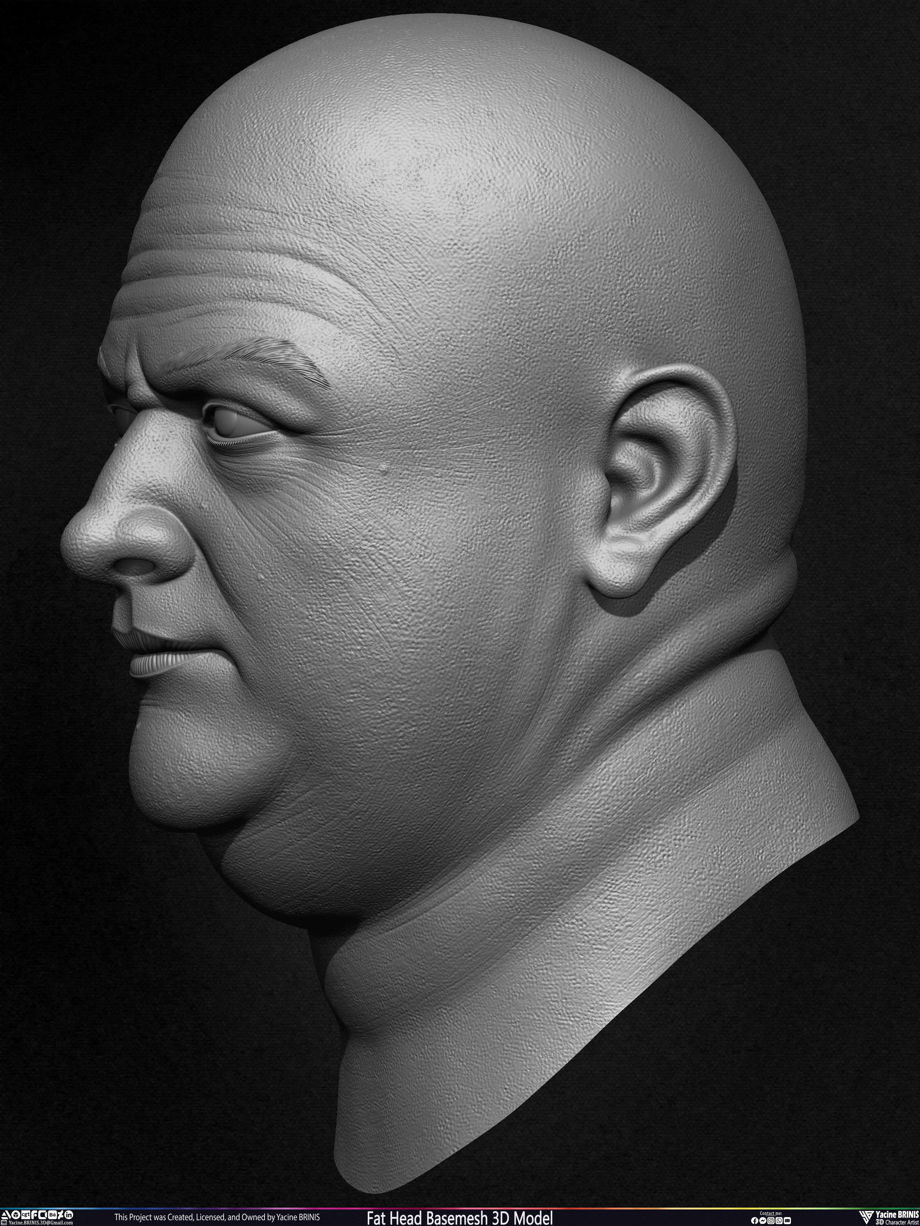 Fat Head Basemesh 3D Model Sculpted by Yacine BRINIS Set 009